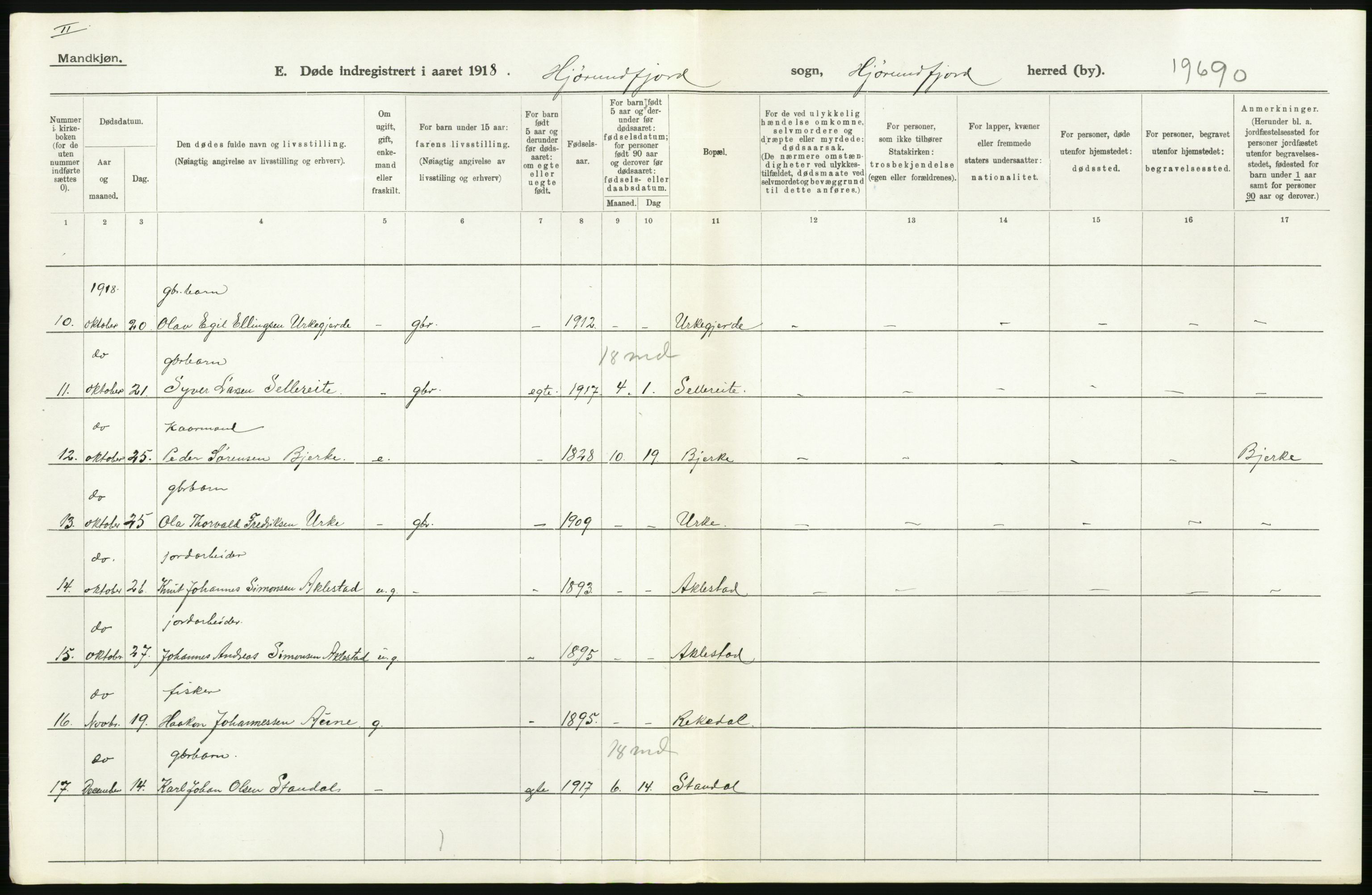 Statistisk sentralbyrå, Sosiodemografiske emner, Befolkning, AV/RA-S-2228/D/Df/Dfb/Dfbh/L0045: Møre fylke: Døde. Bygder og byer., 1918, p. 340