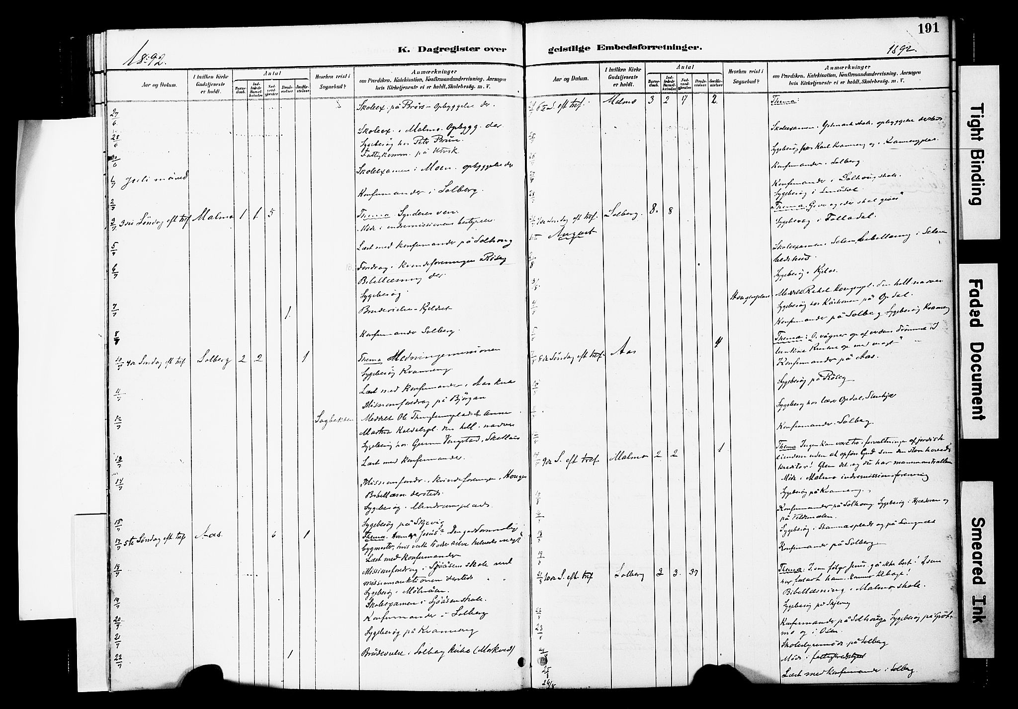 Ministerialprotokoller, klokkerbøker og fødselsregistre - Nord-Trøndelag, SAT/A-1458/741/L0396: Parish register (official) no. 741A10, 1889-1901, p. 191