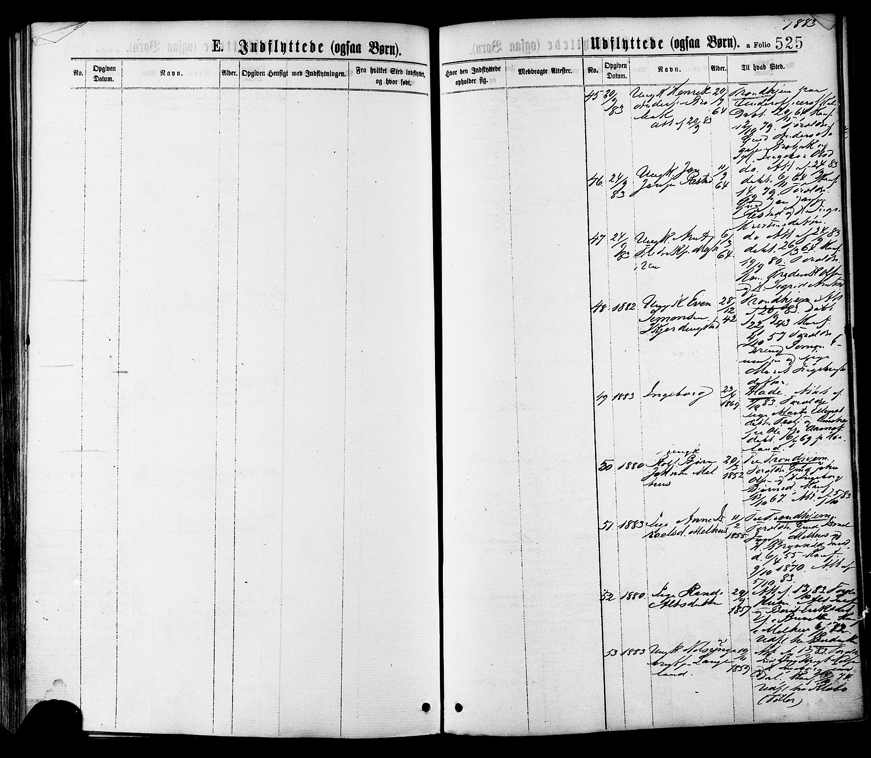 Ministerialprotokoller, klokkerbøker og fødselsregistre - Sør-Trøndelag, SAT/A-1456/691/L1079: Parish register (official) no. 691A11, 1873-1886, p. 525