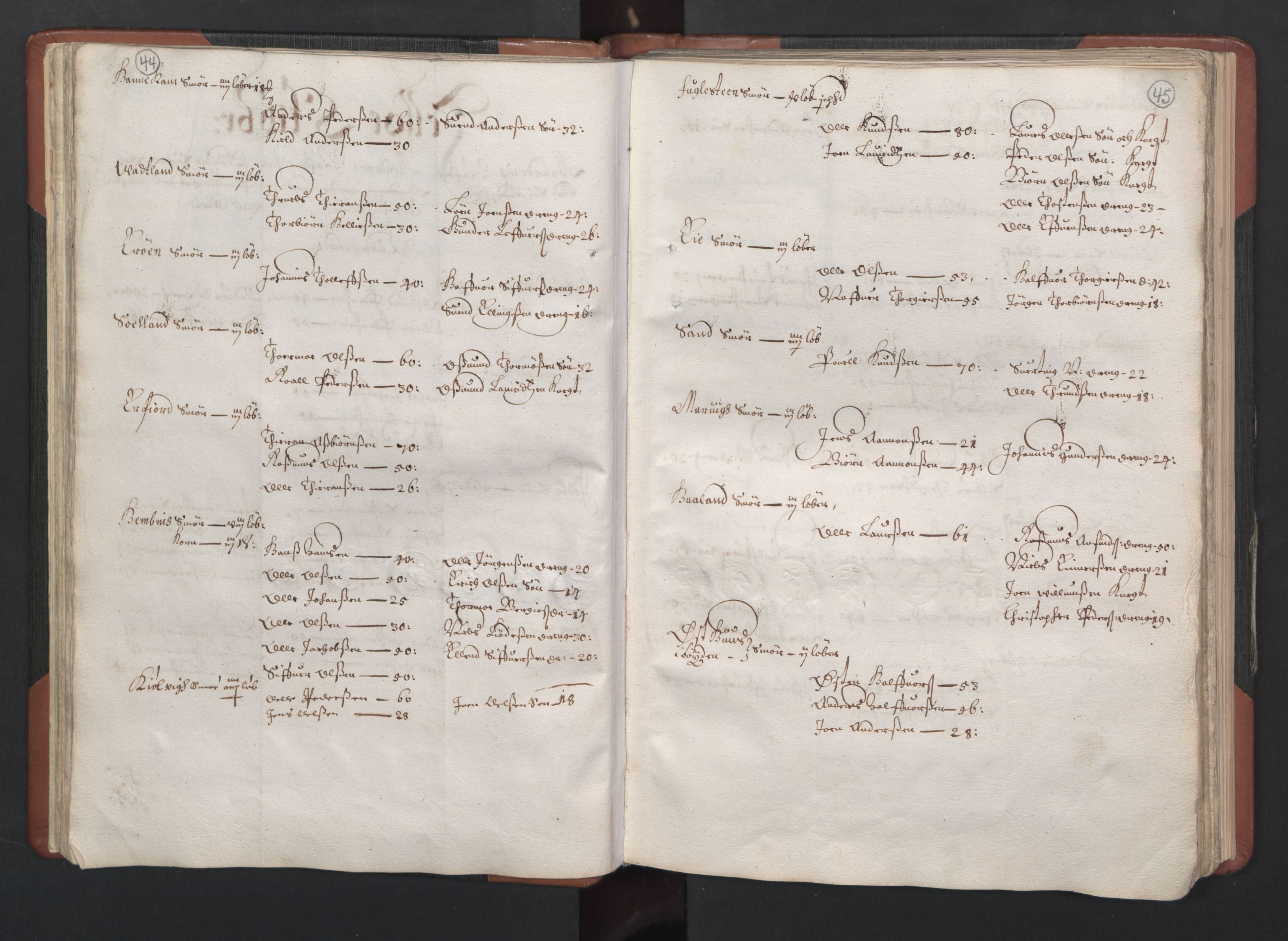 RA, Bailiff's Census 1664-1666, no. 12: Ryfylke fogderi, 1664, p. 44-45