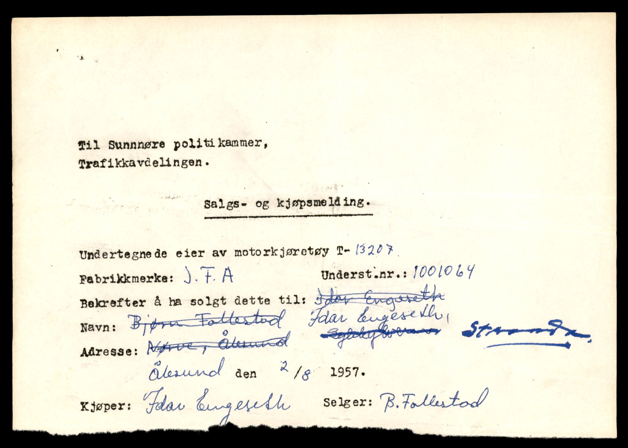 Møre og Romsdal vegkontor - Ålesund trafikkstasjon, AV/SAT-A-4099/F/Fe/L0038: Registreringskort for kjøretøy T 13180 - T 13360, 1927-1998, p. 461