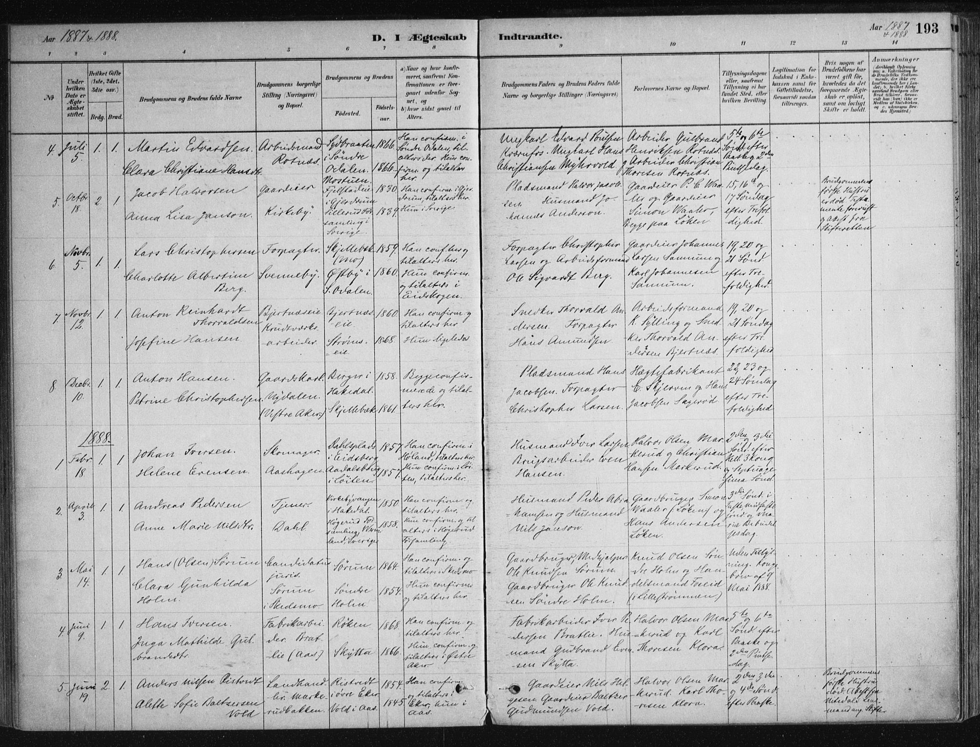 Nittedal prestekontor Kirkebøker, SAO/A-10365a/F/Fa/L0007: Parish register (official) no. I 7, 1879-1901, p. 193