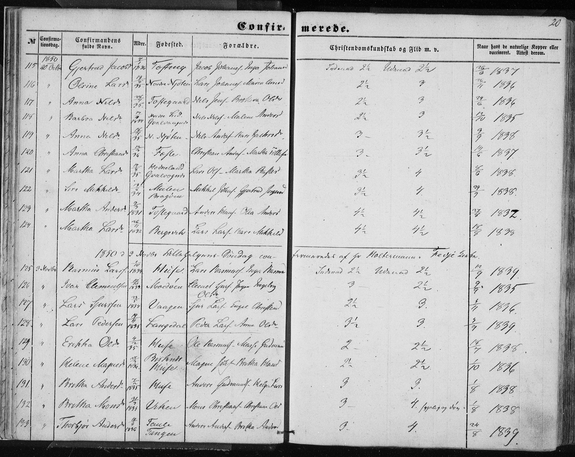 Lindås Sokneprestembete, AV/SAB-A-76701/H/Haa/Haaa/L0013: Parish register (official) no. A 13, 1848-1862, p. 20