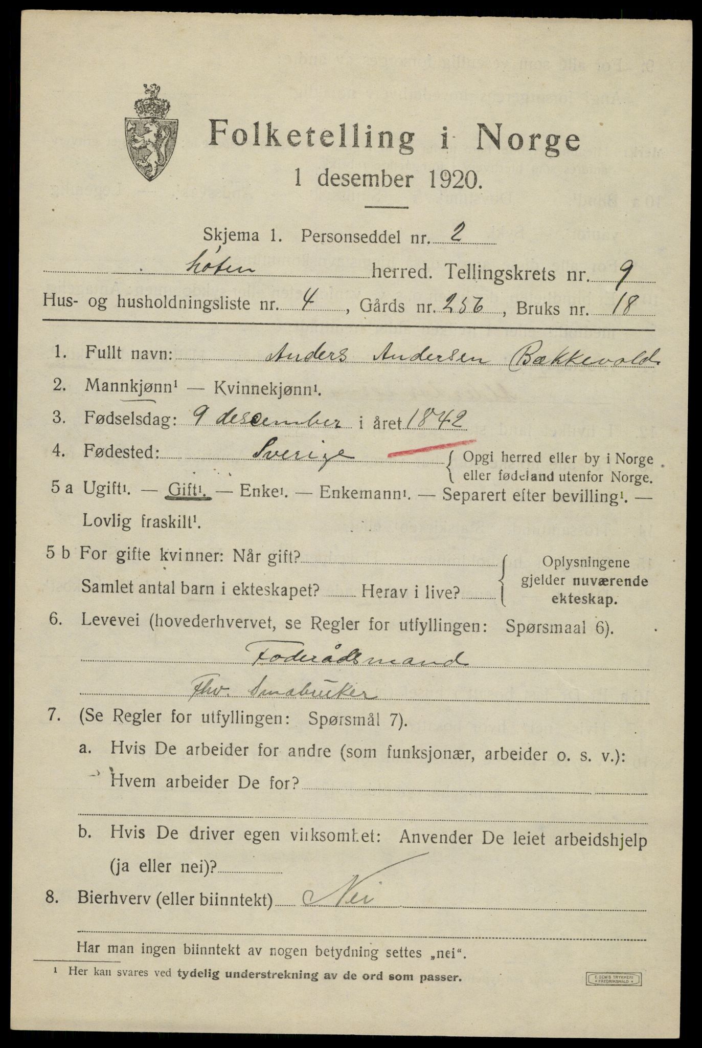 SAH, 1920 census for Løten, 1920, p. 14745