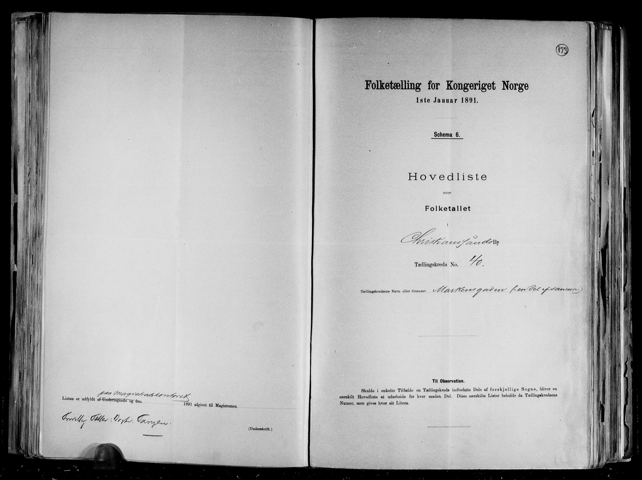 RA, 1891 census for 1001 Kristiansand, 1891, p. 83