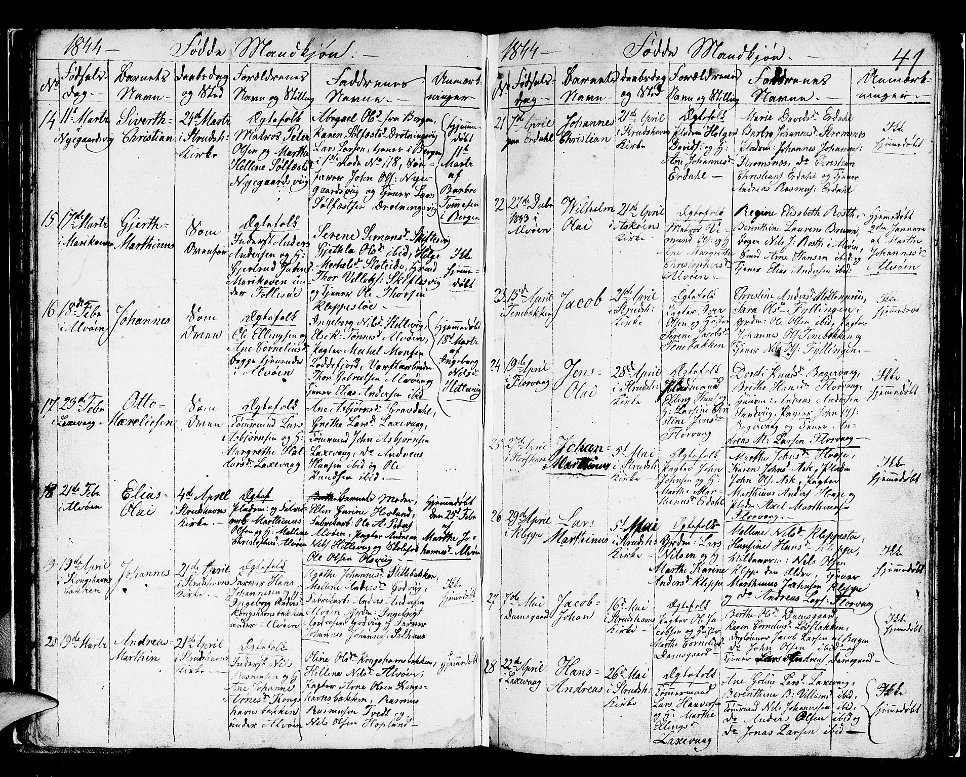 Askøy Sokneprestembete, AV/SAB-A-74101/H/Ha/Hab/Haba/L0003: Parish register (copy) no. A 3, 1826-1846, p. 41