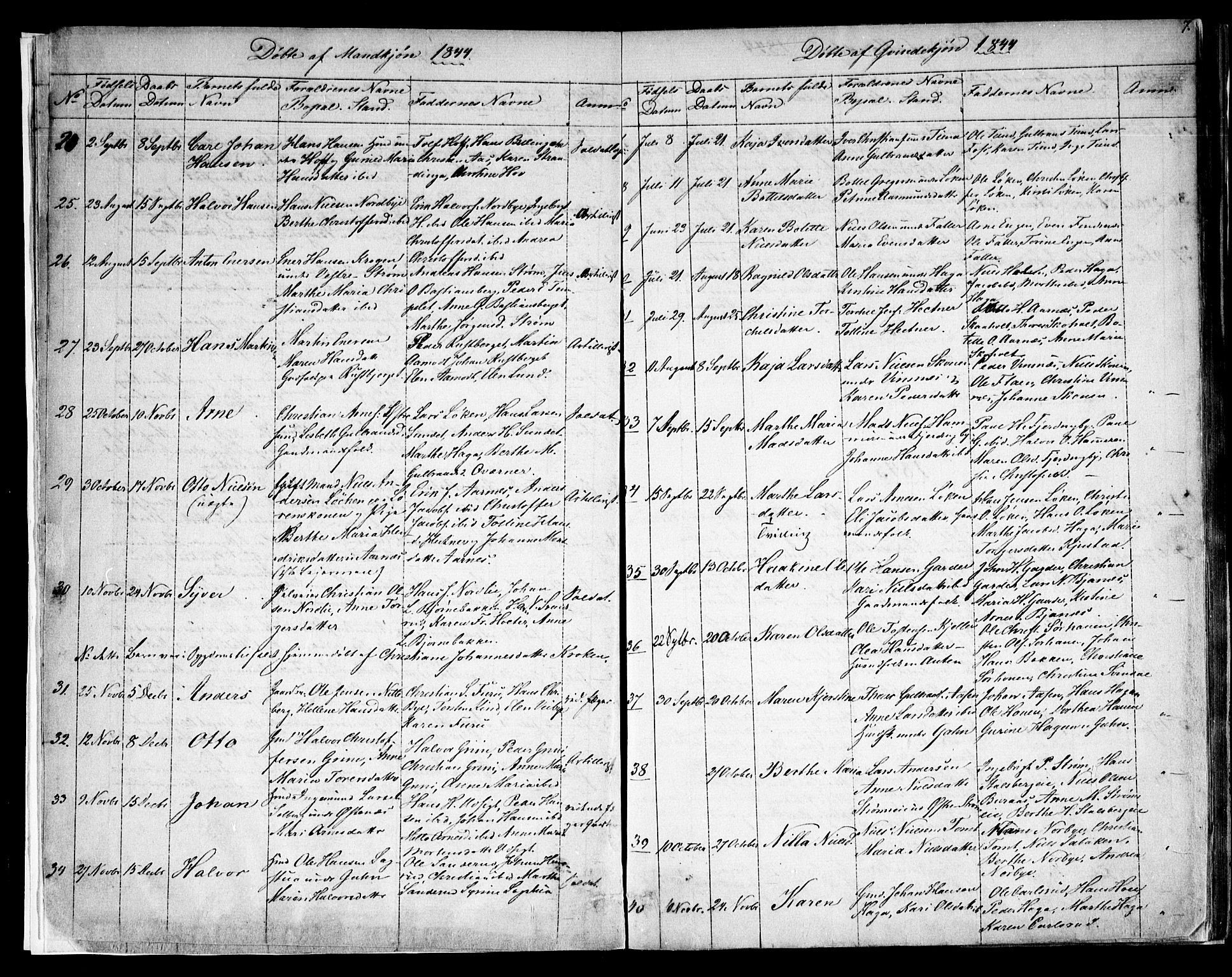 Fet prestekontor Kirkebøker, SAO/A-10370a/F/Fa/L0009: Parish register (official) no. I 9, 1843-1846, p. 7