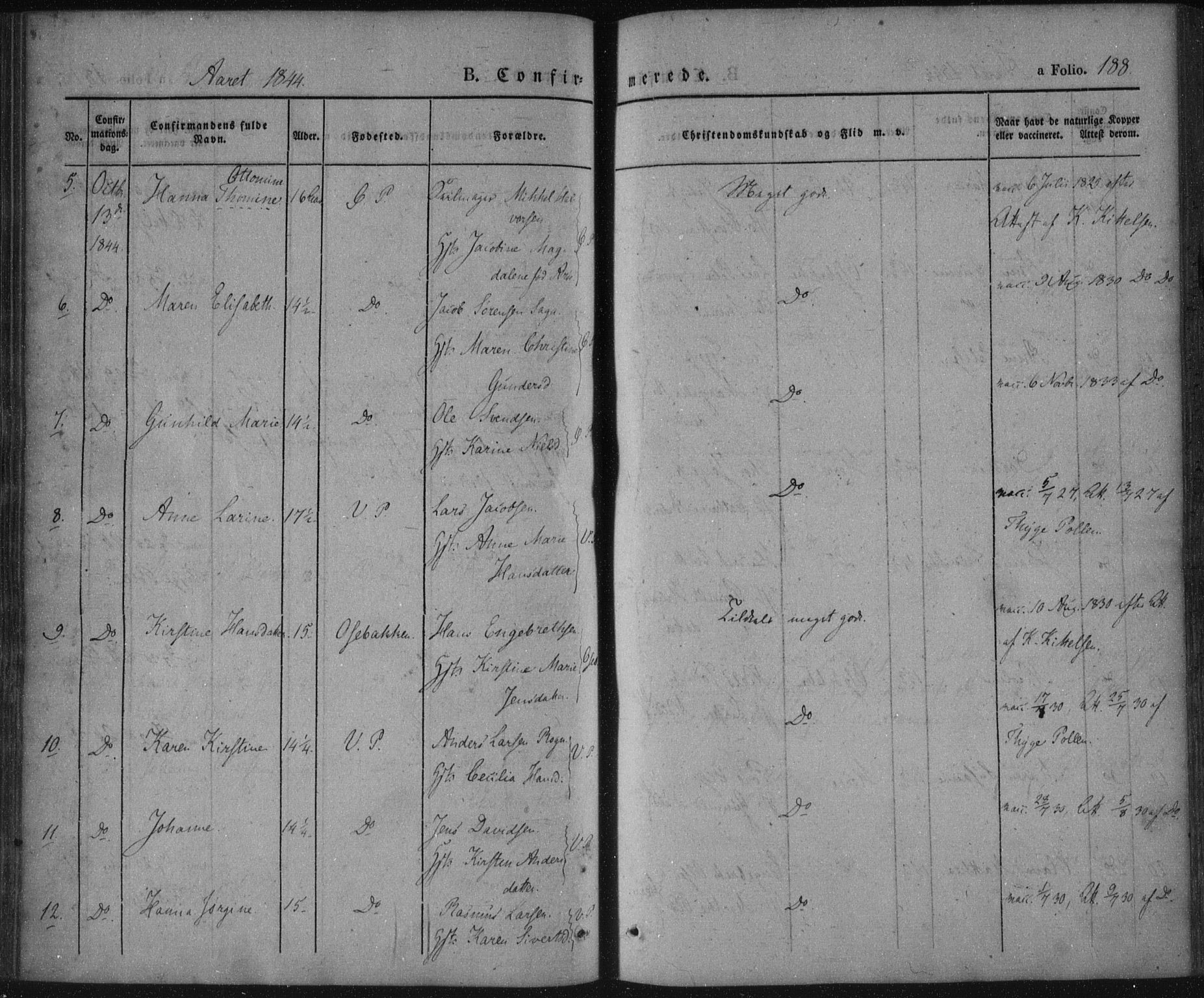 Porsgrunn kirkebøker , AV/SAKO-A-104/F/Fa/L0006: Parish register (official) no. 6, 1841-1857, p. 188