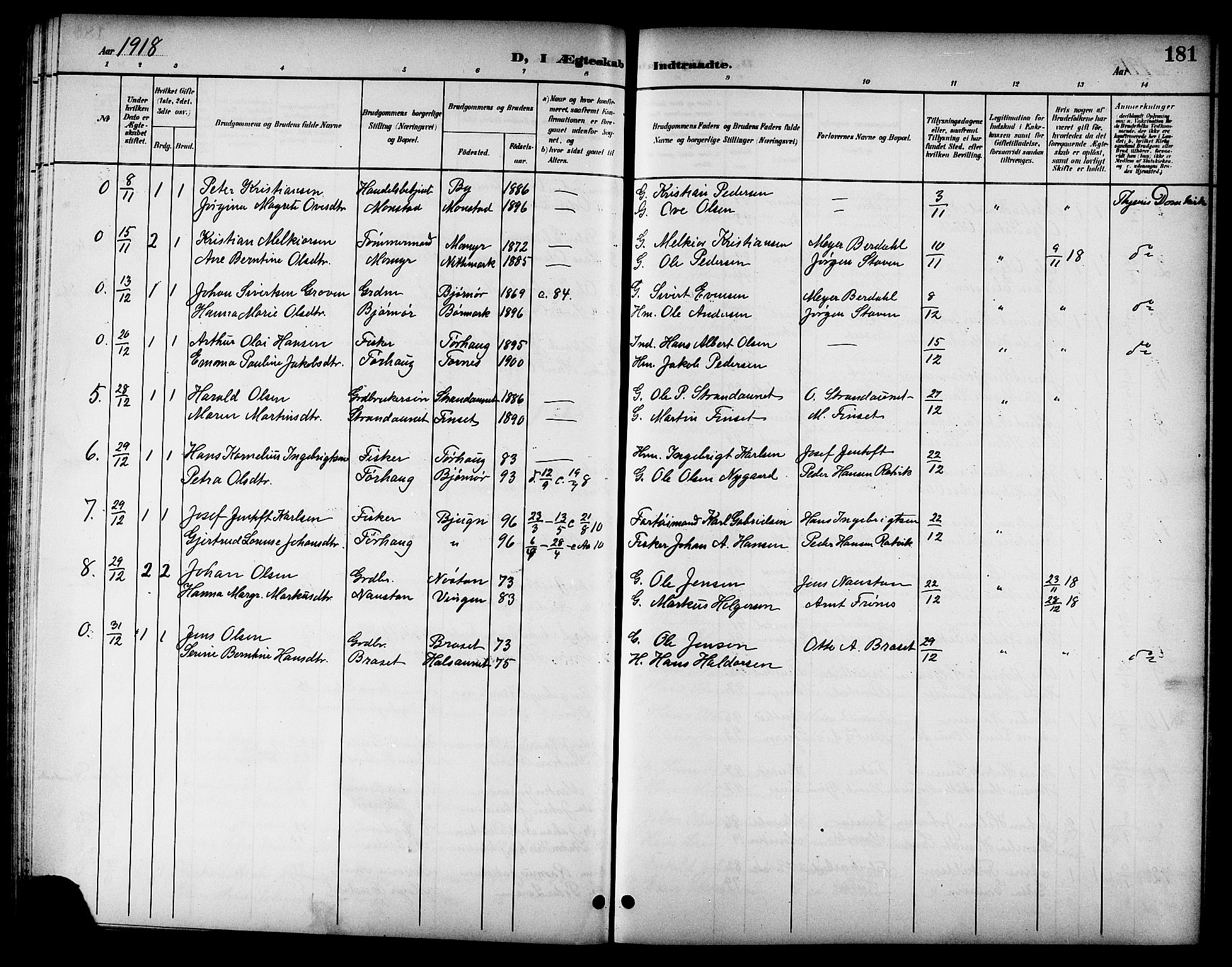 Ministerialprotokoller, klokkerbøker og fødselsregistre - Sør-Trøndelag, SAT/A-1456/655/L0688: Parish register (copy) no. 655C04, 1899-1922, p. 181