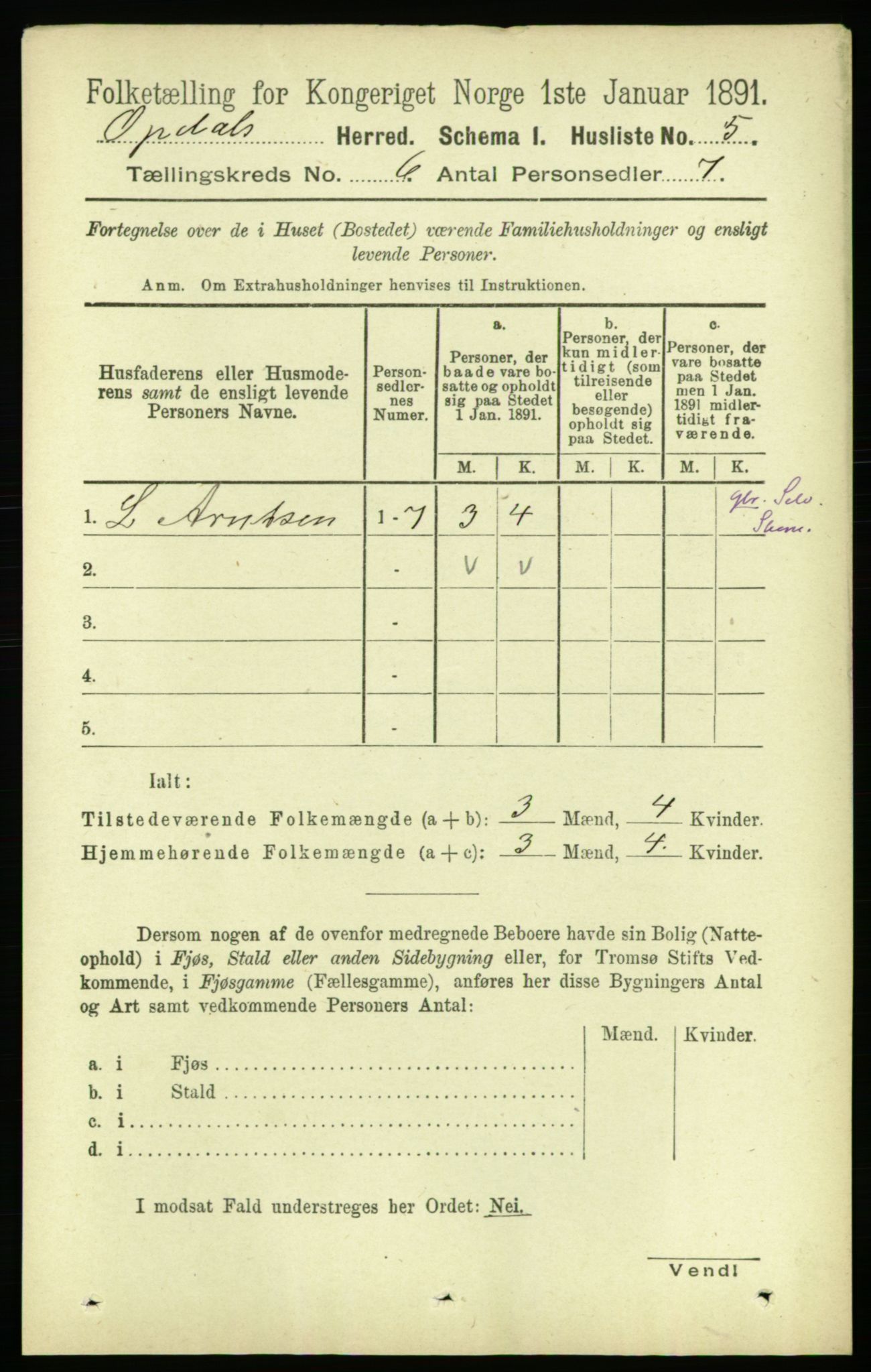 RA, 1891 census for 1634 Oppdal, 1891, p. 2676