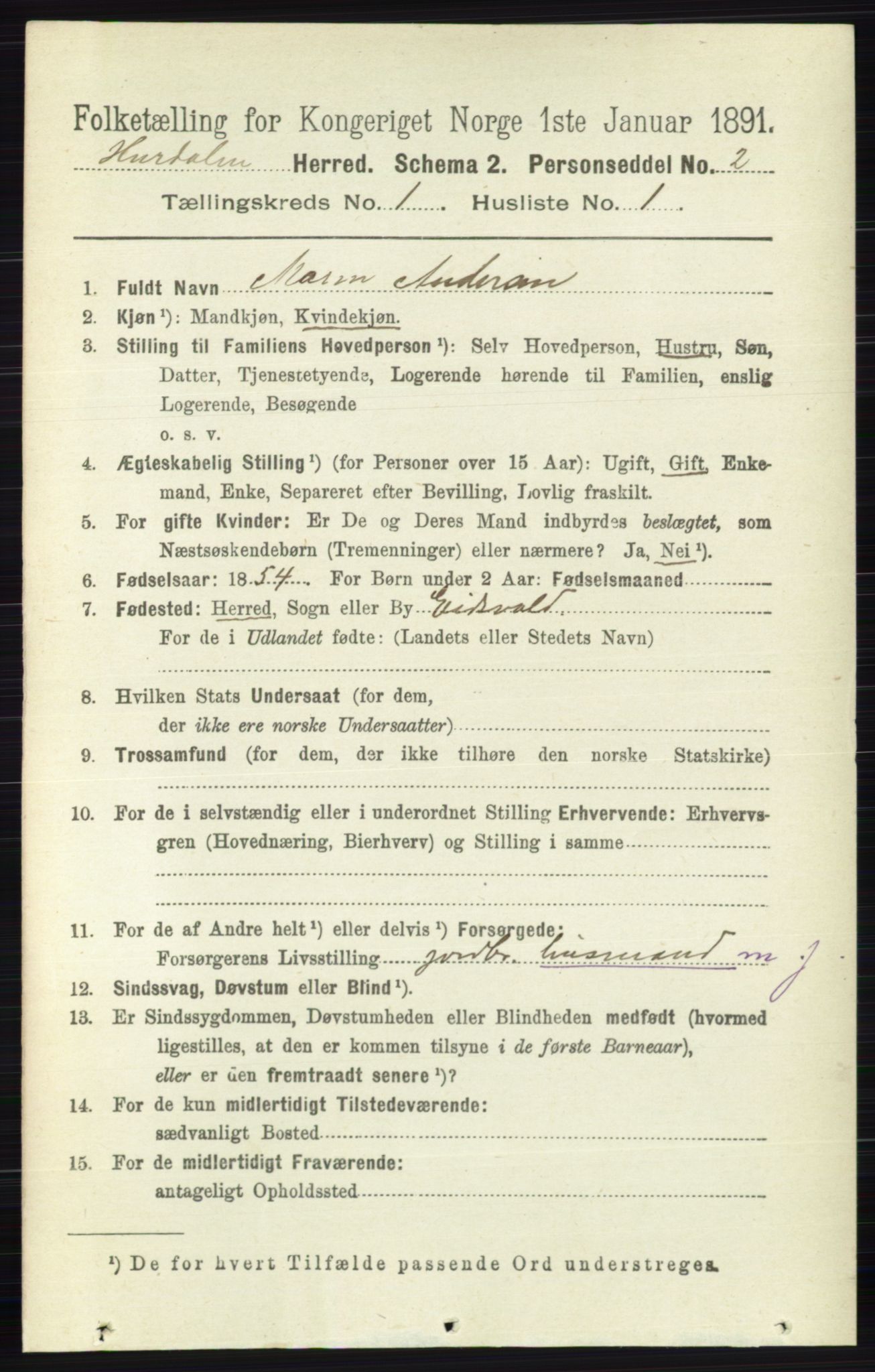 RA, 1891 census for 0239 Hurdal, 1891, p. 79