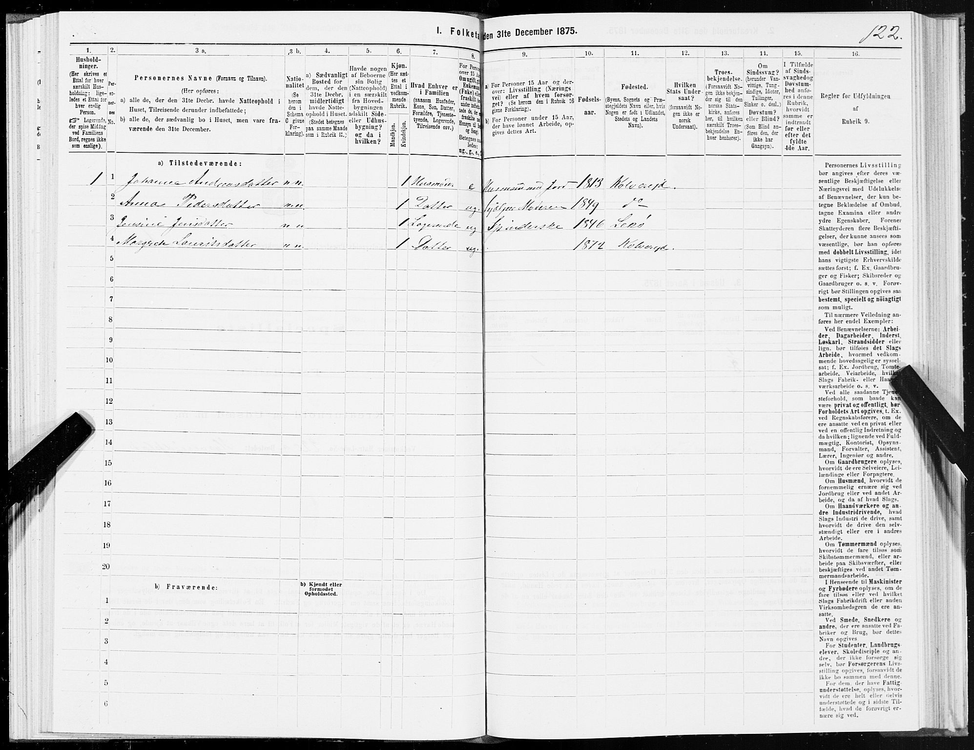 SAT, 1875 census for 1752P Kolvereid, 1875, p. 2122
