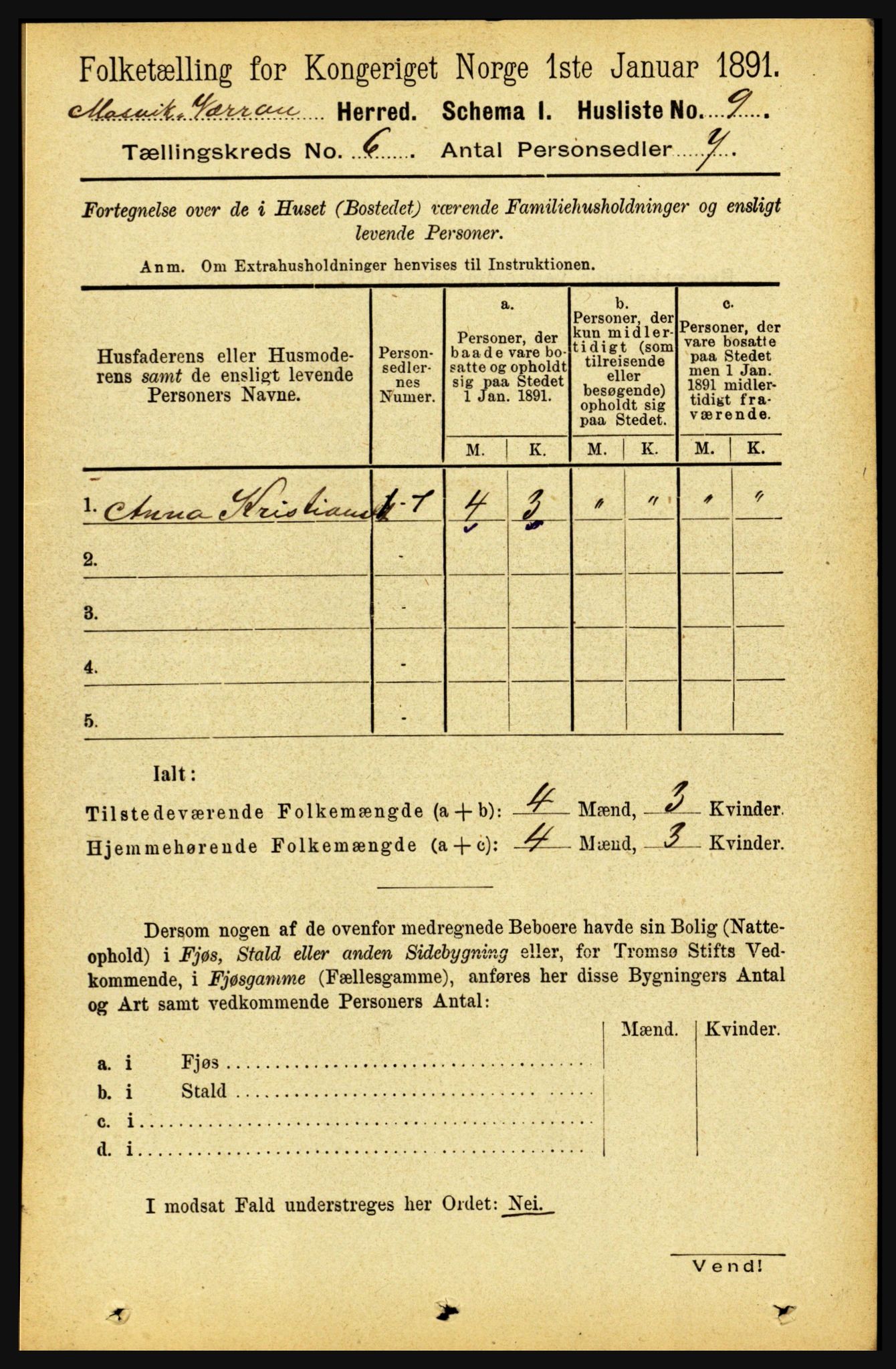 RA, 1891 census for 1723 Mosvik og Verran, 1891, p. 2396