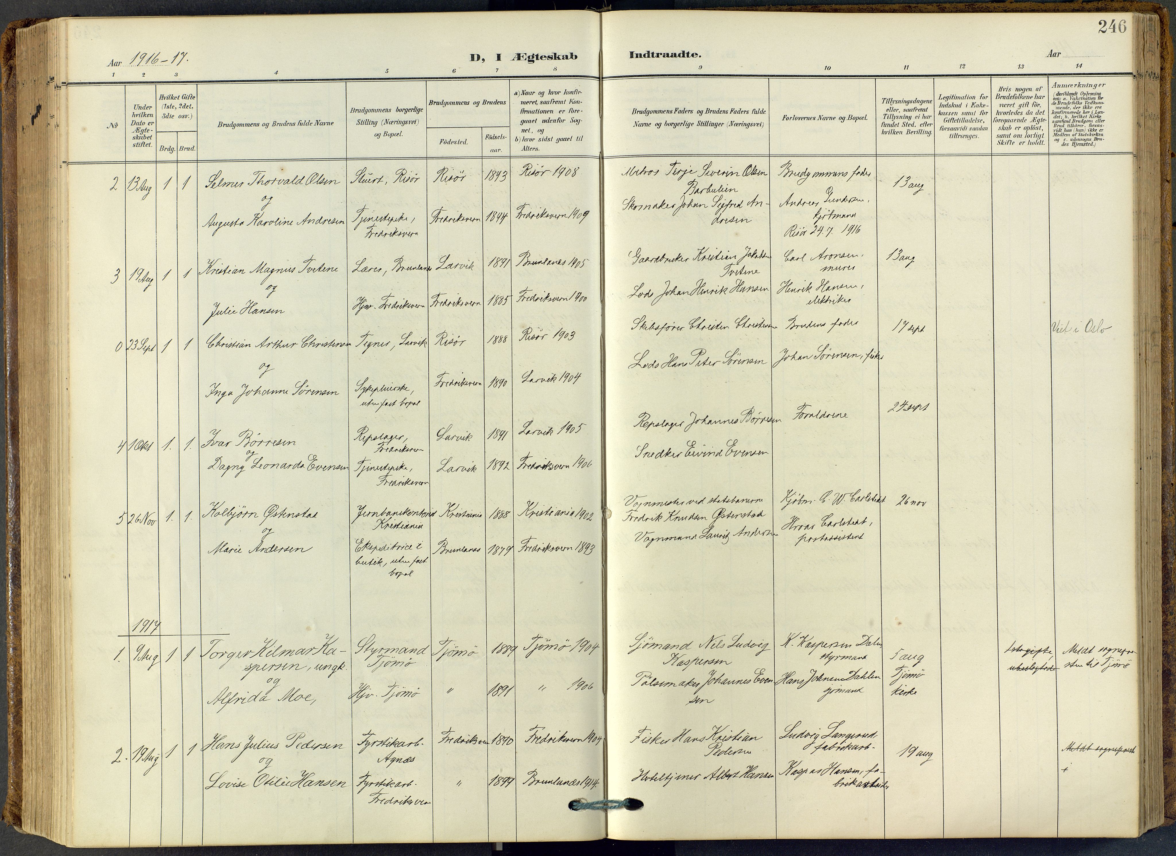 Stavern kirkebøker, SAKO/A-318/F/Fa/L0009: Parish register (official) no. 9, 1906-1955, p. 246