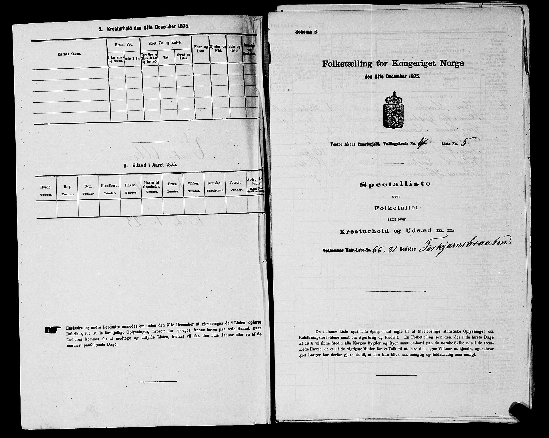 RA, 1875 census for 0218aP Vestre Aker, 1875, p. 812