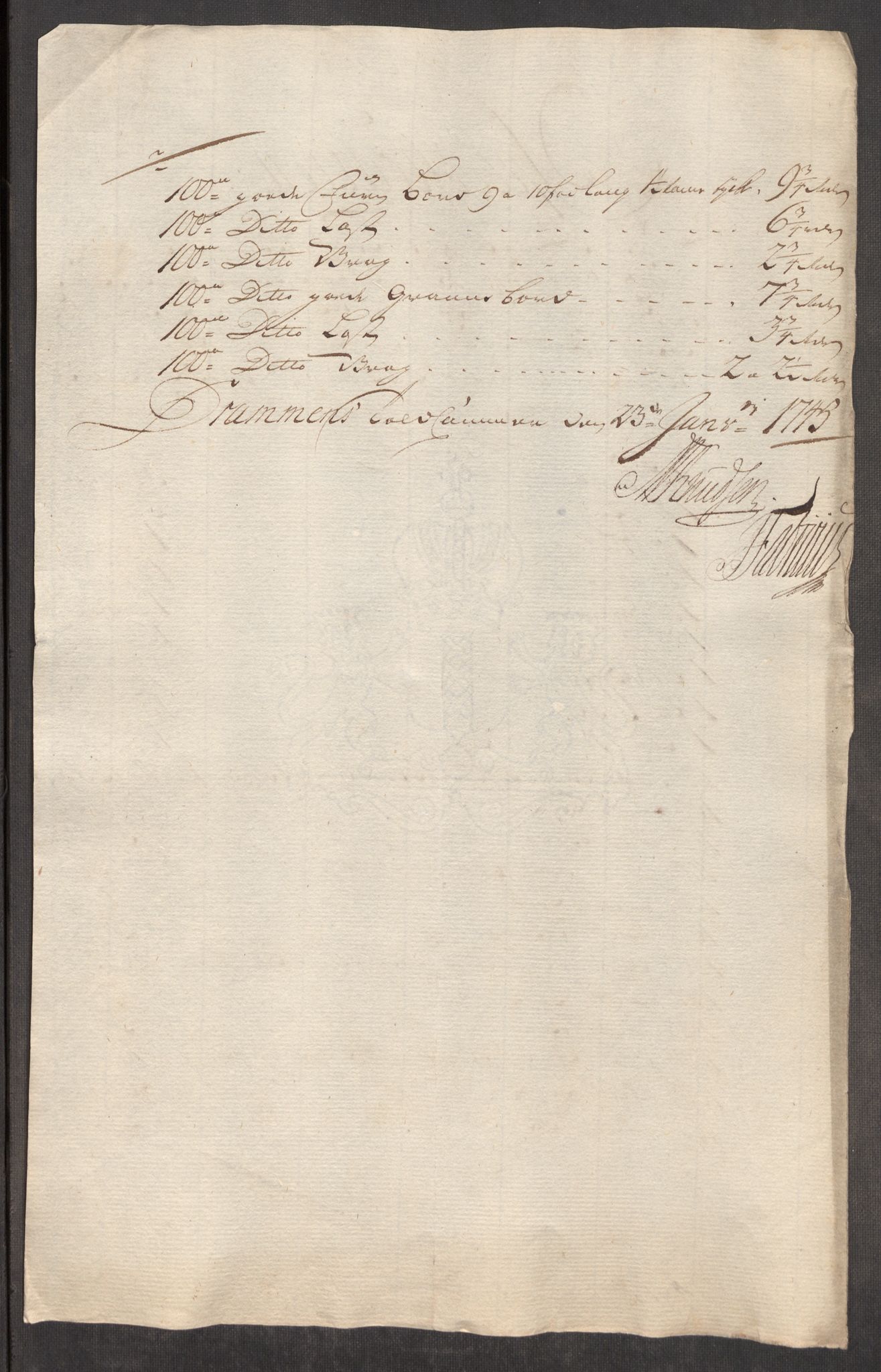 Rentekammeret inntil 1814, Realistisk ordnet avdeling, RA/EA-4070/Oe/L0003: [Ø1]: Priskuranter, 1745-1748, p. 55