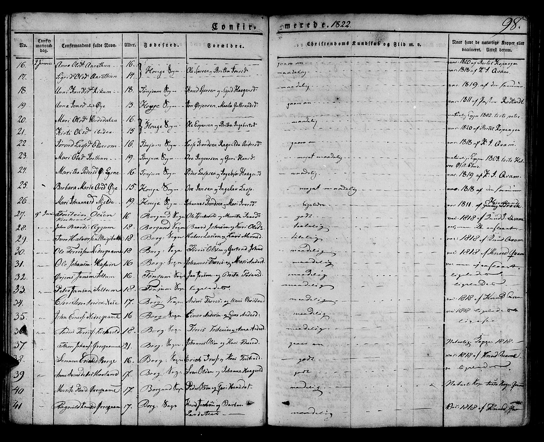 Lærdal sokneprestembete, AV/SAB-A-81201: Parish register (official) no. A 5, 1822-1834, p. 98