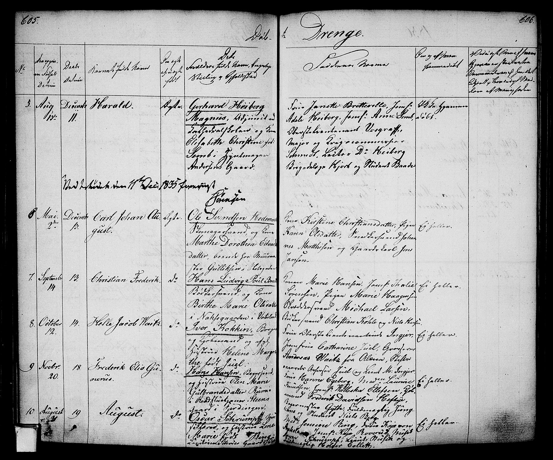 Oslo domkirke Kirkebøker, AV/SAO-A-10752/F/Fa/L0011: Parish register (official) no. 11, 1830-1836, p. 605-606