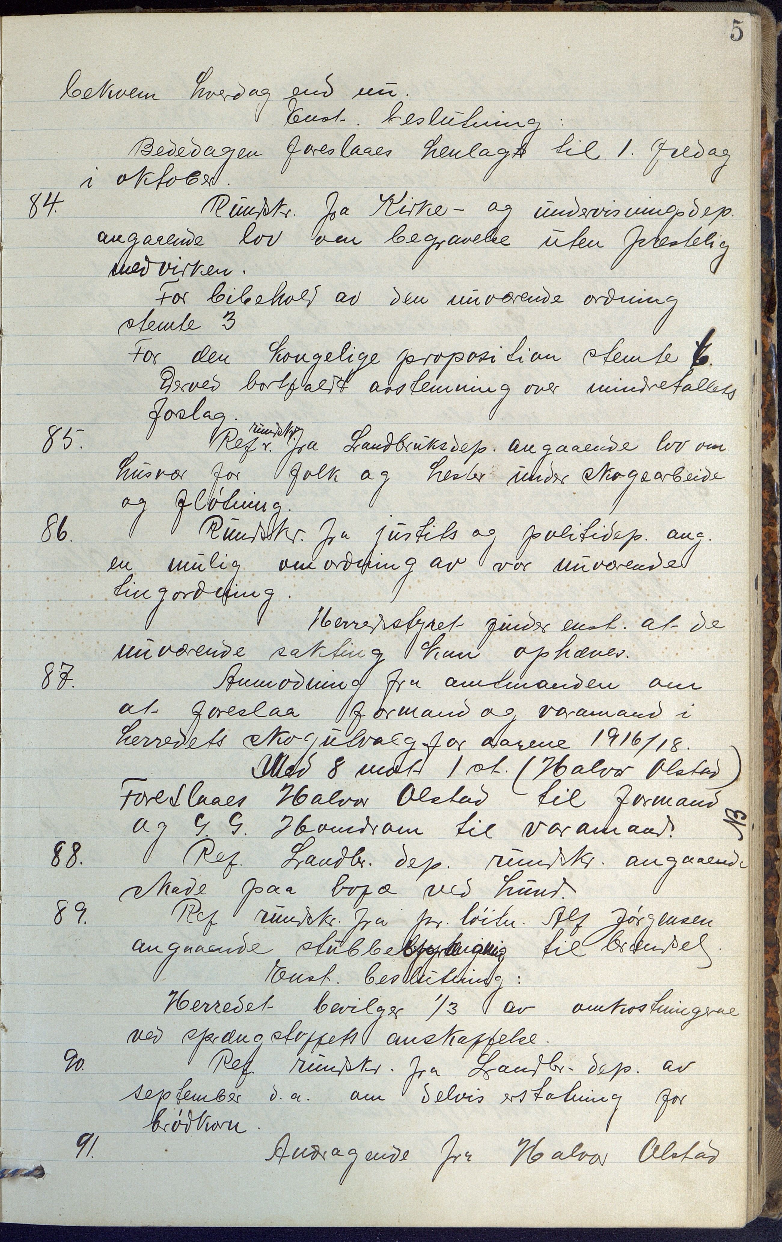 Gjøvdal kommune, AAKS/KA0930-PK/01/01A/L0002: Møtebok kommunestyret, 1915-1922, p. 5