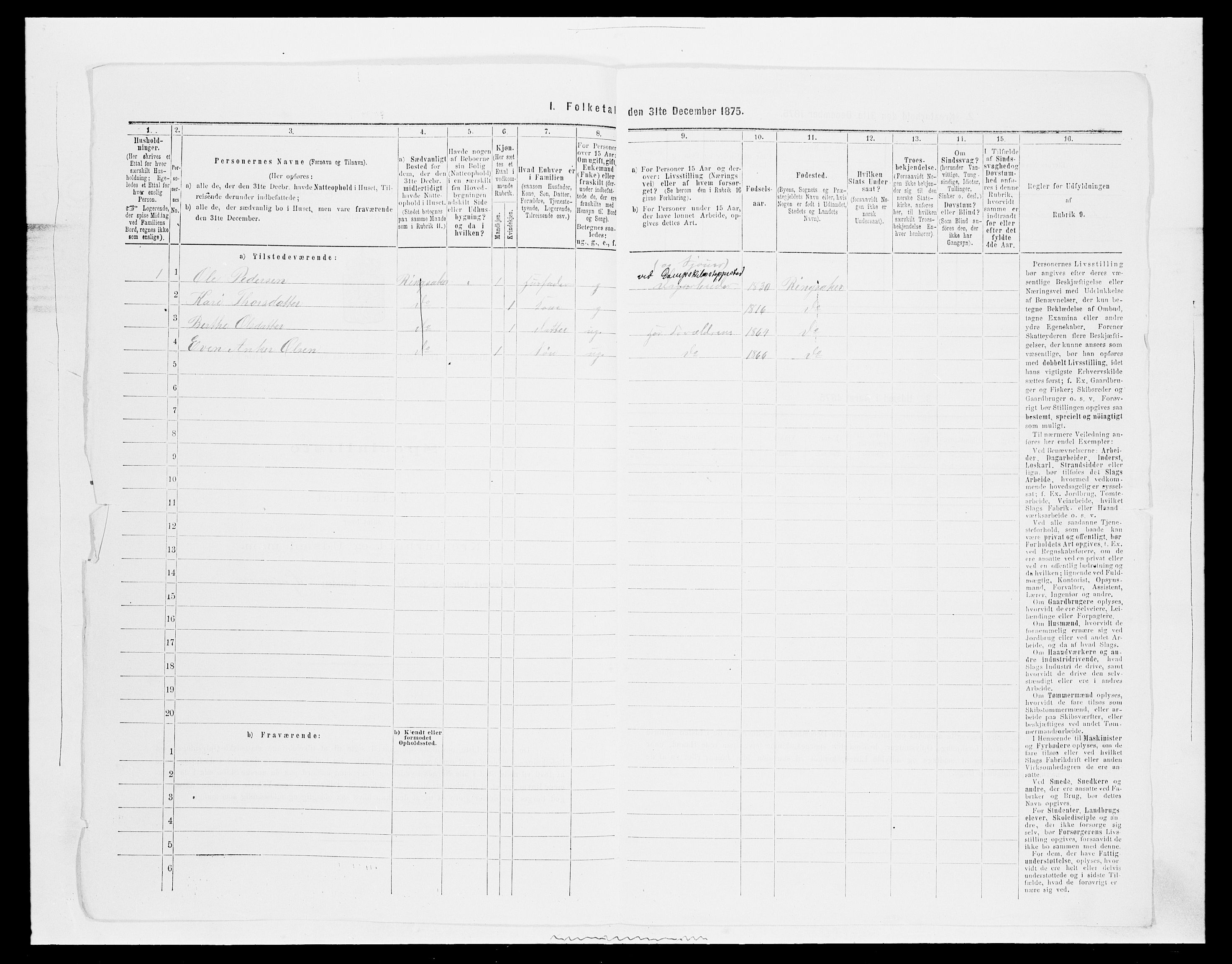 SAH, 1875 census for 0412P Ringsaker, 1875, p. 2164