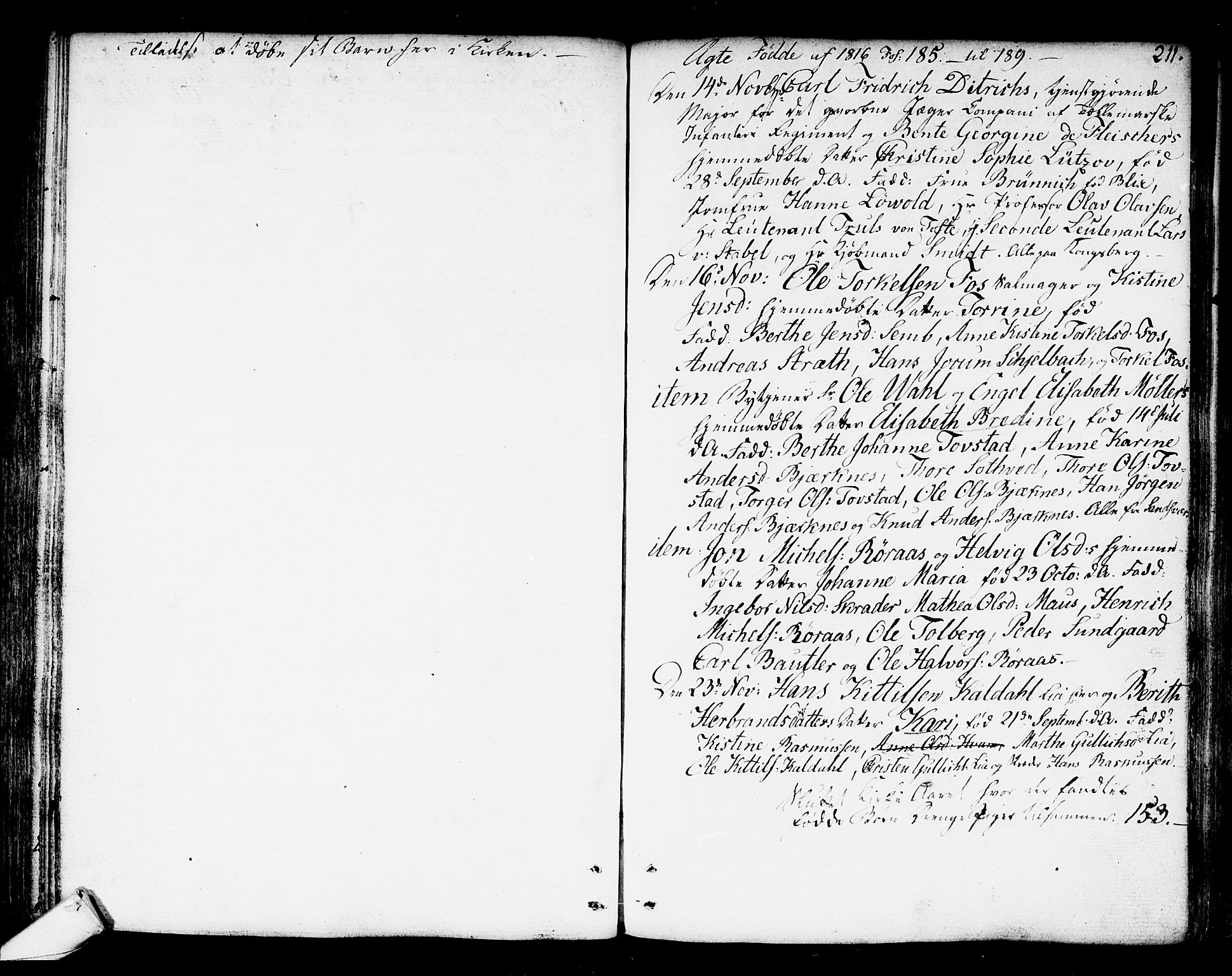 Kongsberg kirkebøker, AV/SAKO-A-22/F/Fa/L0007: Parish register (official) no. I 7, 1795-1816, p. 211