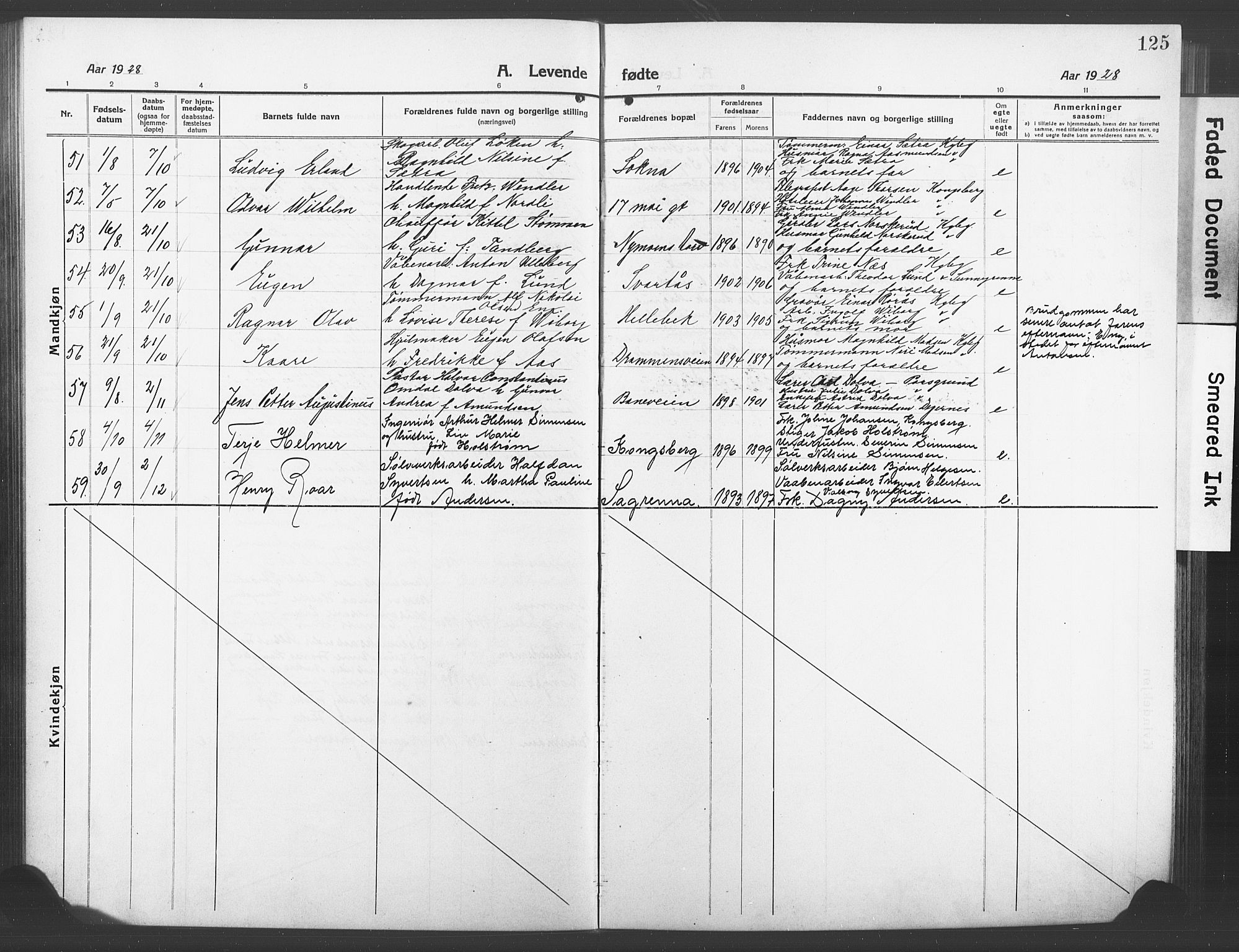 Kongsberg kirkebøker, AV/SAKO-A-22/G/Ga/L0008: Parish register (copy) no. 8, 1915-1932, p. 125