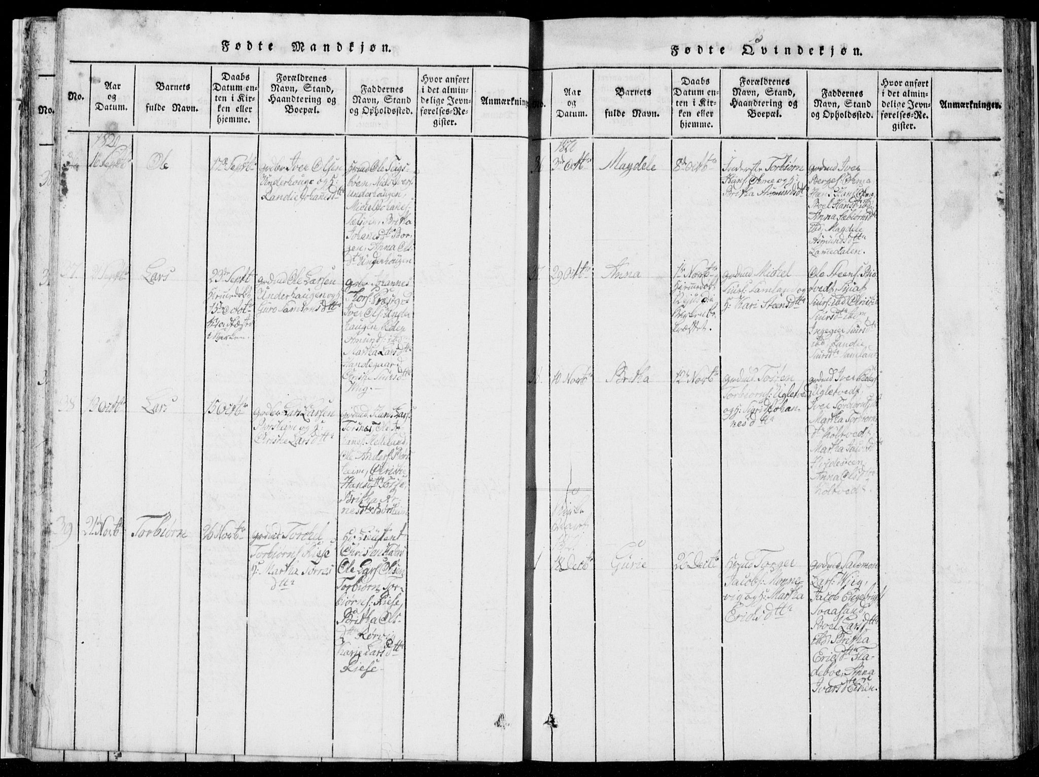 Strandebarm sokneprestembete, AV/SAB-A-78401/H/Hab: Parish register (copy) no. A  1, 1816-1826, p. 33