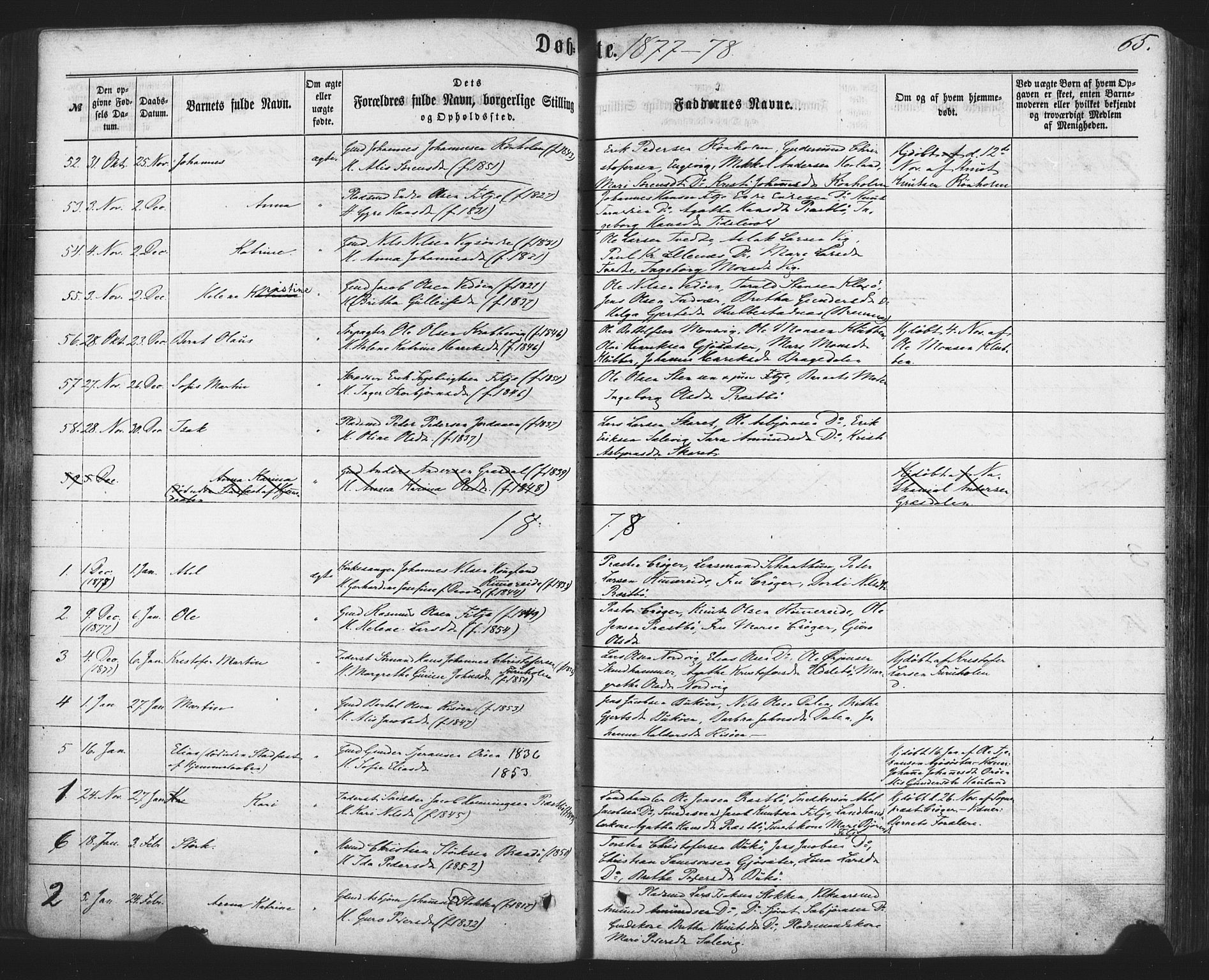 Fitjar sokneprestembete, AV/SAB-A-99926: Parish register (official) no. A 1, 1862-1881, p. 65