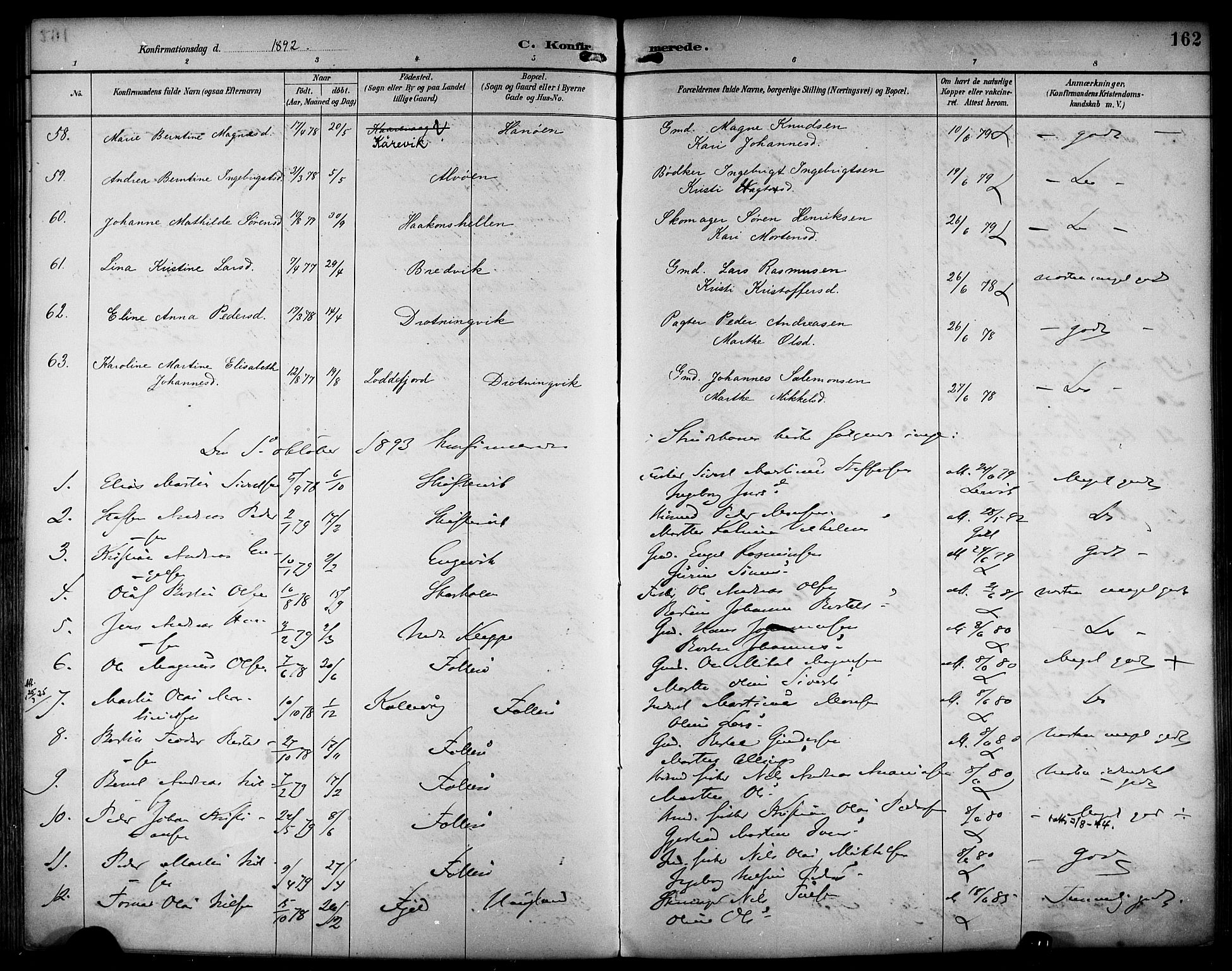 Askøy Sokneprestembete, SAB/A-74101/H/Ha/Haa/Haab/L0002: Parish register (official) no. B 2, 1889-1902, p. 162