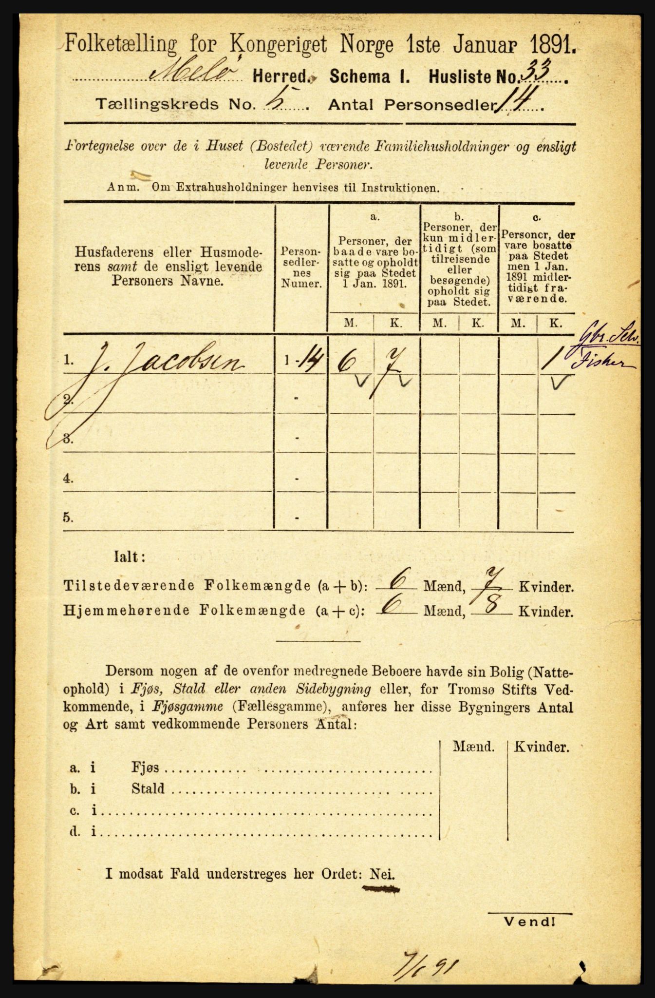 RA, 1891 census for 1837 Meløy, 1891, p. 1796