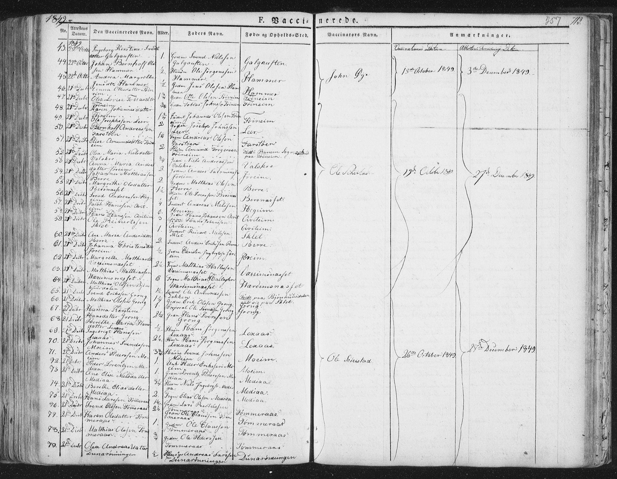 Ministerialprotokoller, klokkerbøker og fødselsregistre - Nord-Trøndelag, SAT/A-1458/758/L0513: Parish register (official) no. 758A02 /1, 1839-1868, p. 257