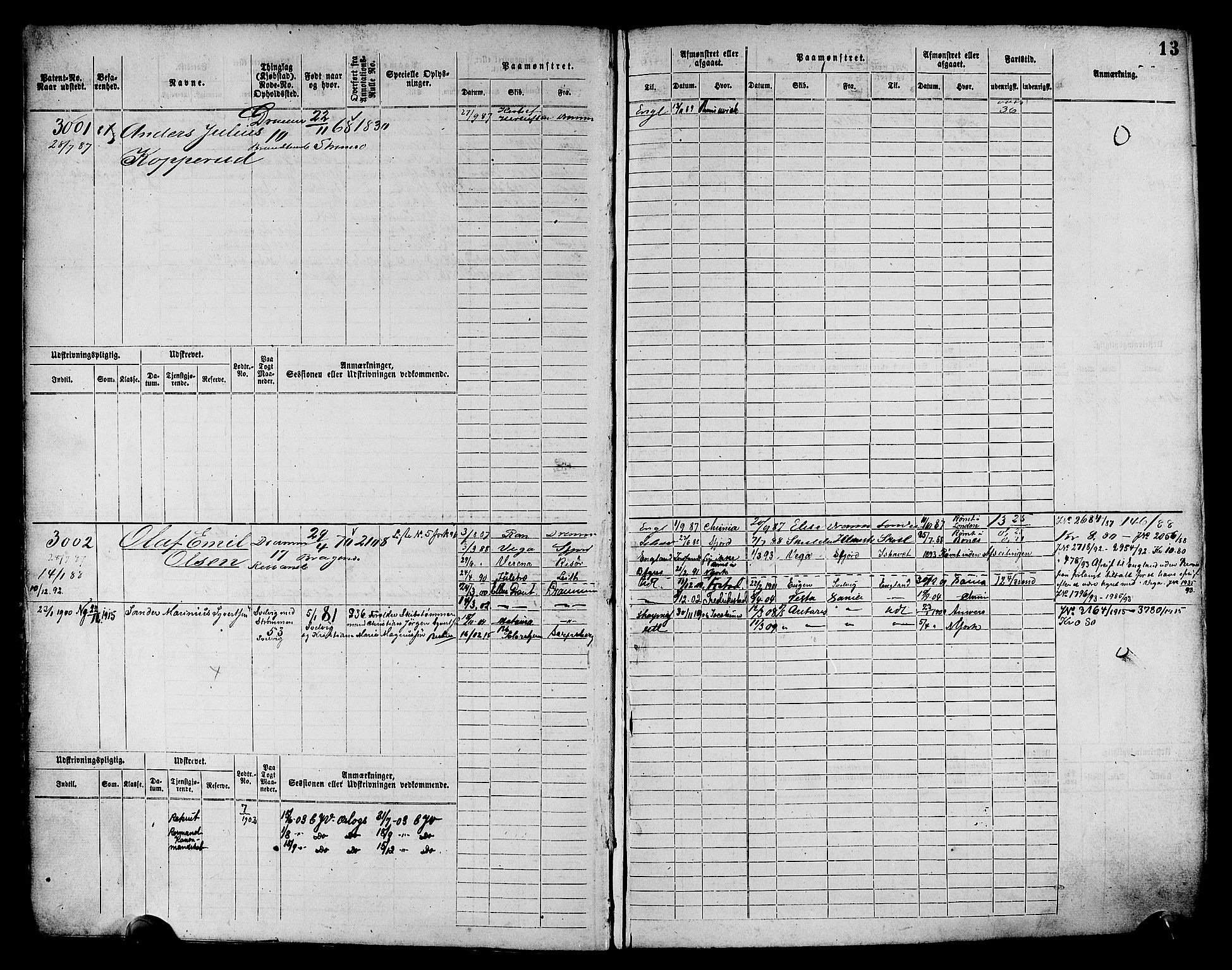 Drammen innrulleringsdistrikt, SAKO/A-781/F/Fc/L0004: Hovedrulle, 1885, p. 15