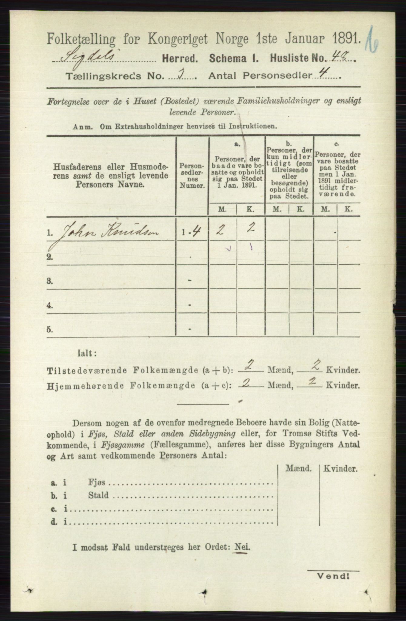 RA, 1891 census for 0621 Sigdal, 1891, p. 4294