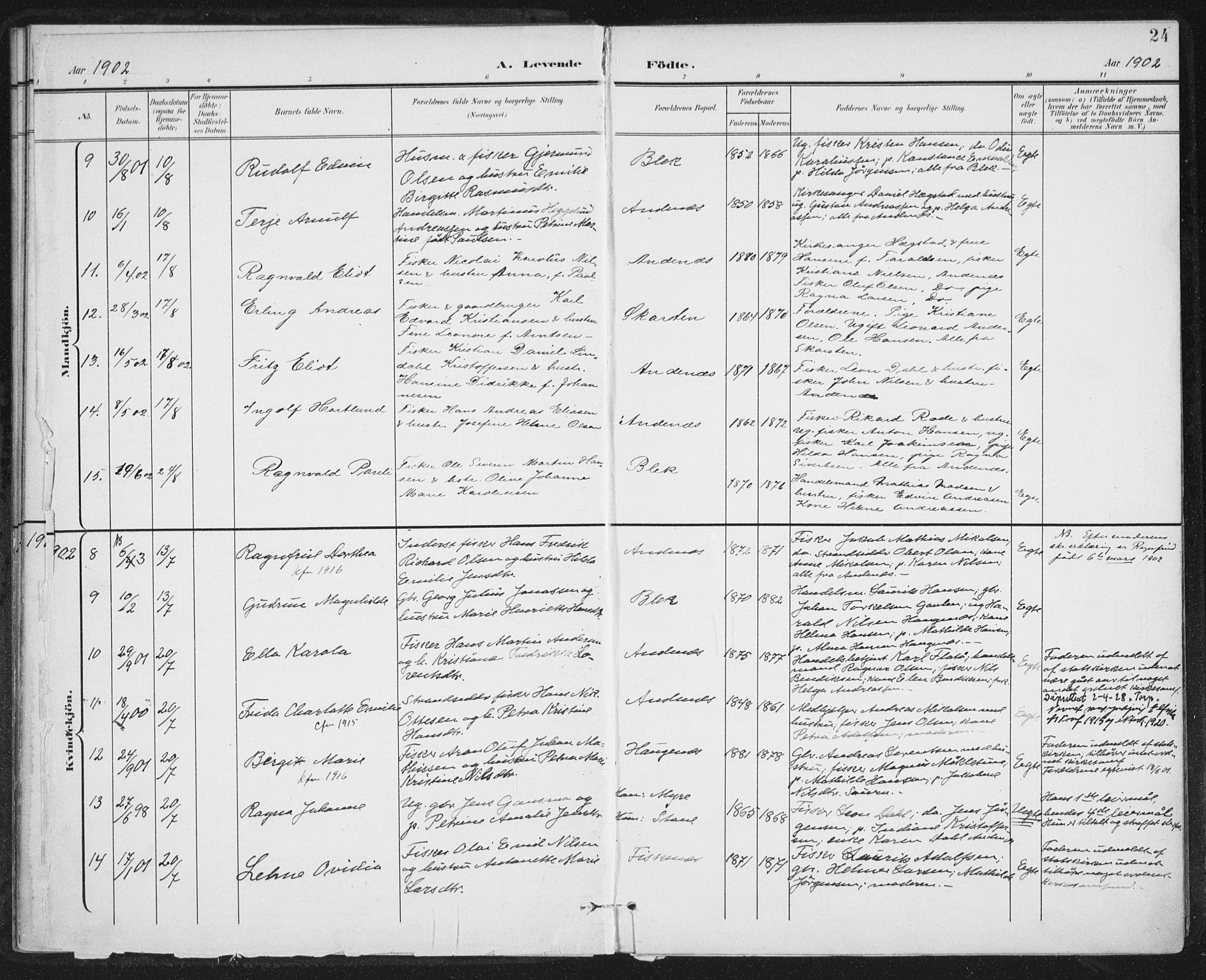 Ministerialprotokoller, klokkerbøker og fødselsregistre - Nordland, SAT/A-1459/899/L1437: Parish register (official) no. 899A05, 1897-1908, p. 24