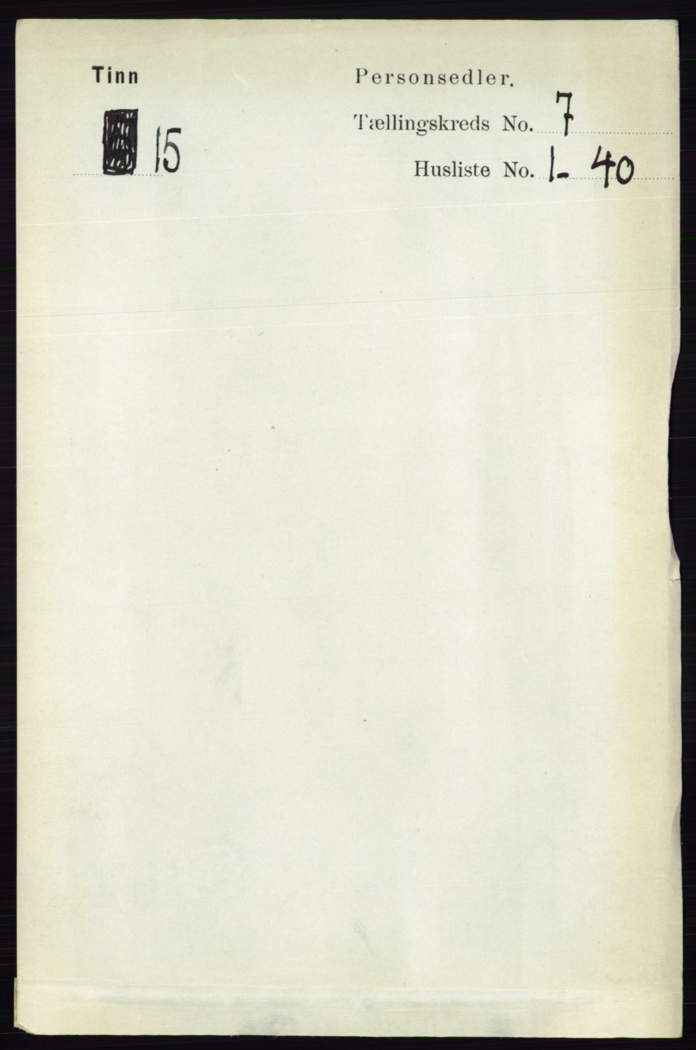 RA, 1891 census for 0826 Tinn, 1891, p. 1438