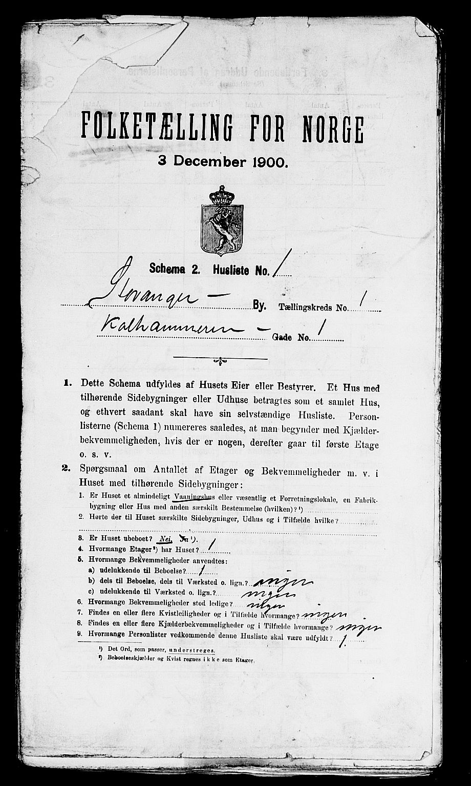 SAST, 1900 census for Stavanger, 1900, p. 230