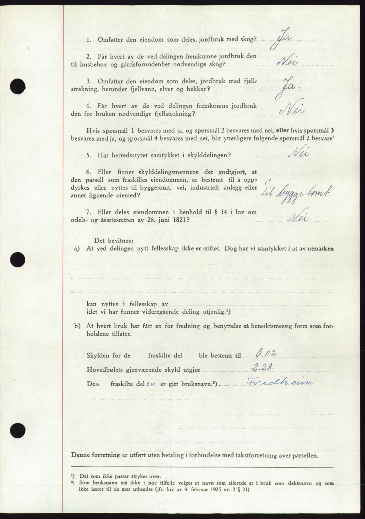 Søre Sunnmøre sorenskriveri, AV/SAT-A-4122/1/2/2C/L0085: Mortgage book no. 11A, 1949-1949, Diary no: : 2021/1949