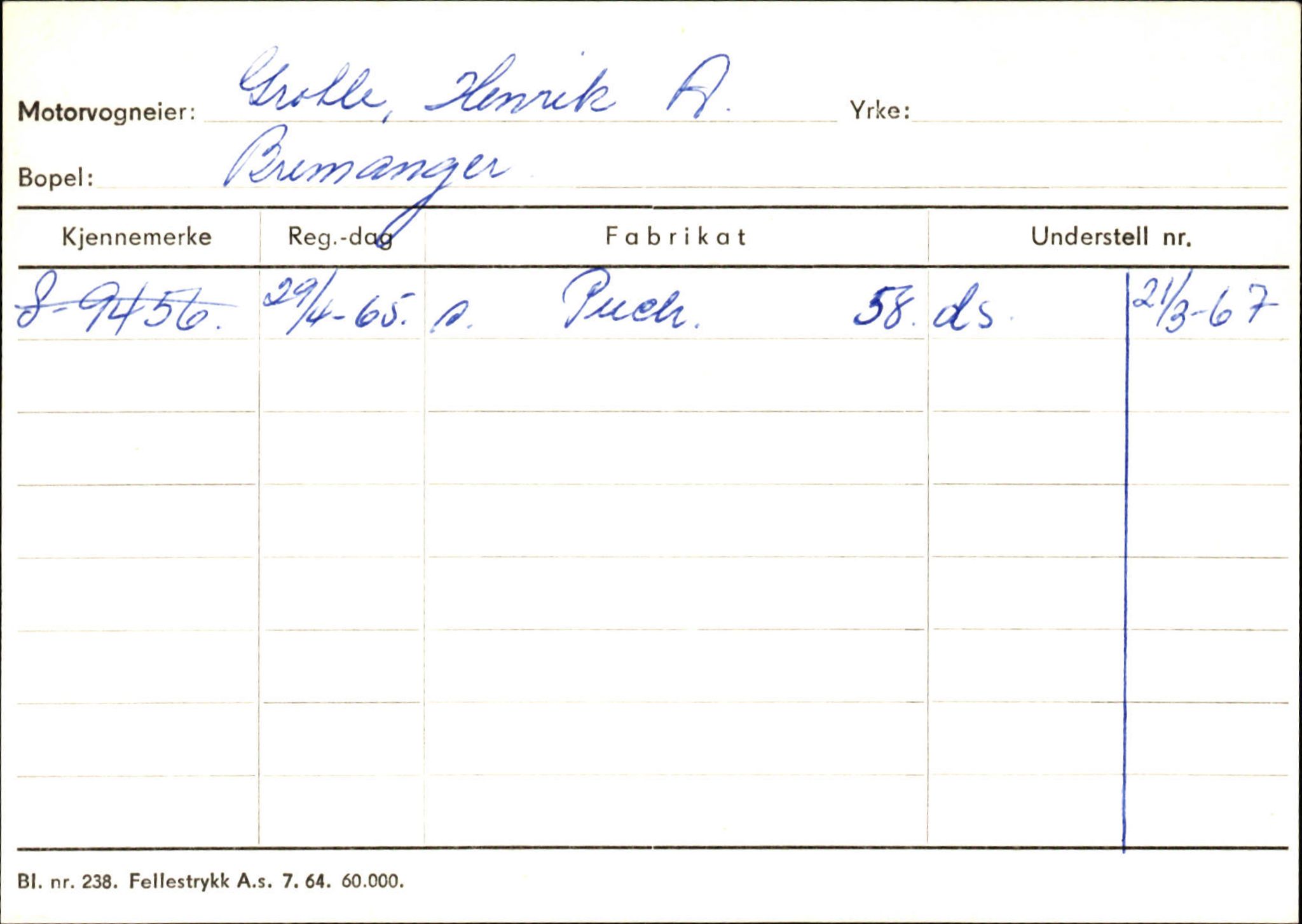 Statens vegvesen, Sogn og Fjordane vegkontor, SAB/A-5301/4/F/L0133: Eigarregister Bremanger A-Å. Gaular A-H, 1945-1975, p. 579