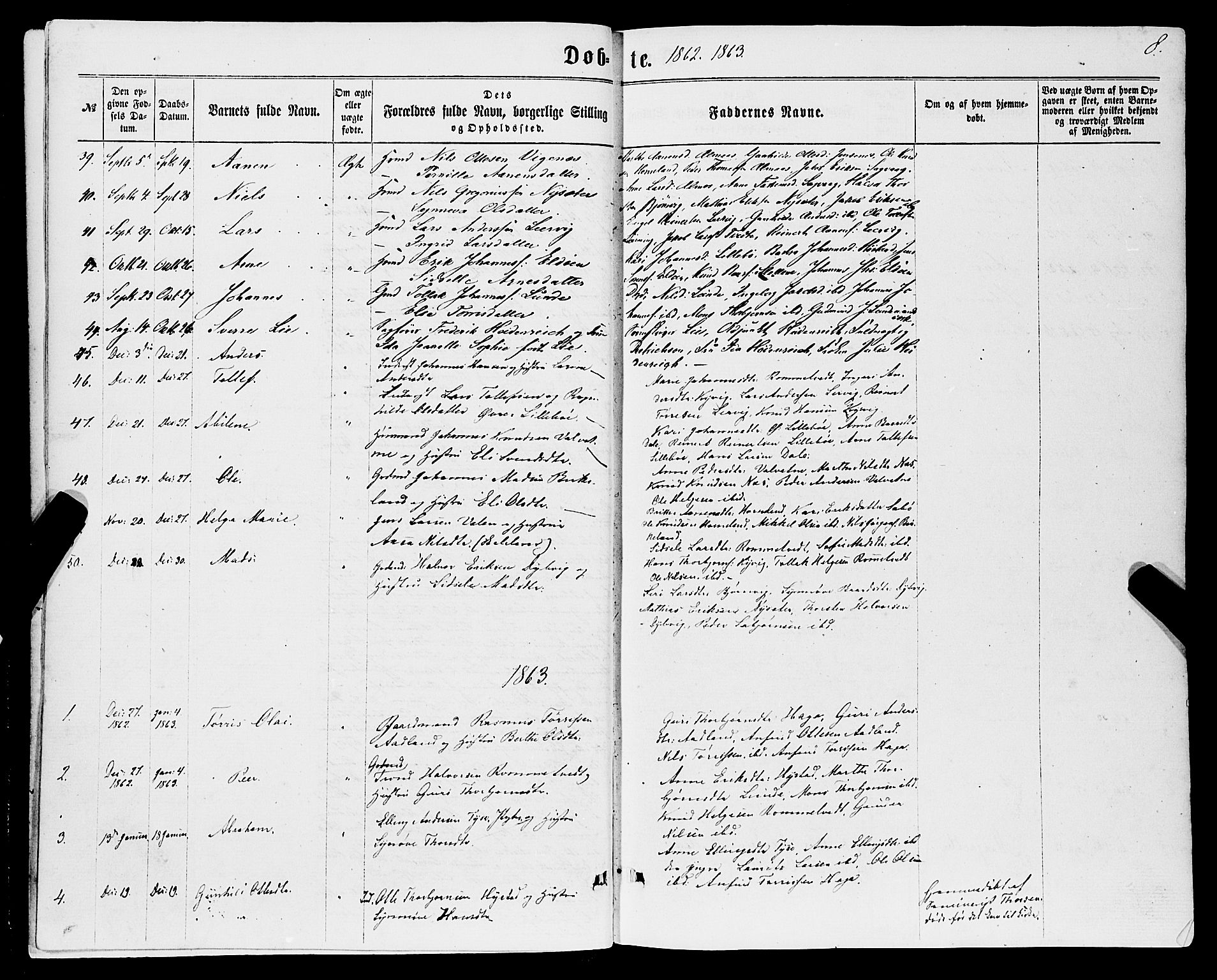 Stord sokneprestembete, AV/SAB-A-78201/H/Haa: Parish register (official) no. B 1, 1862-1877, p. 8