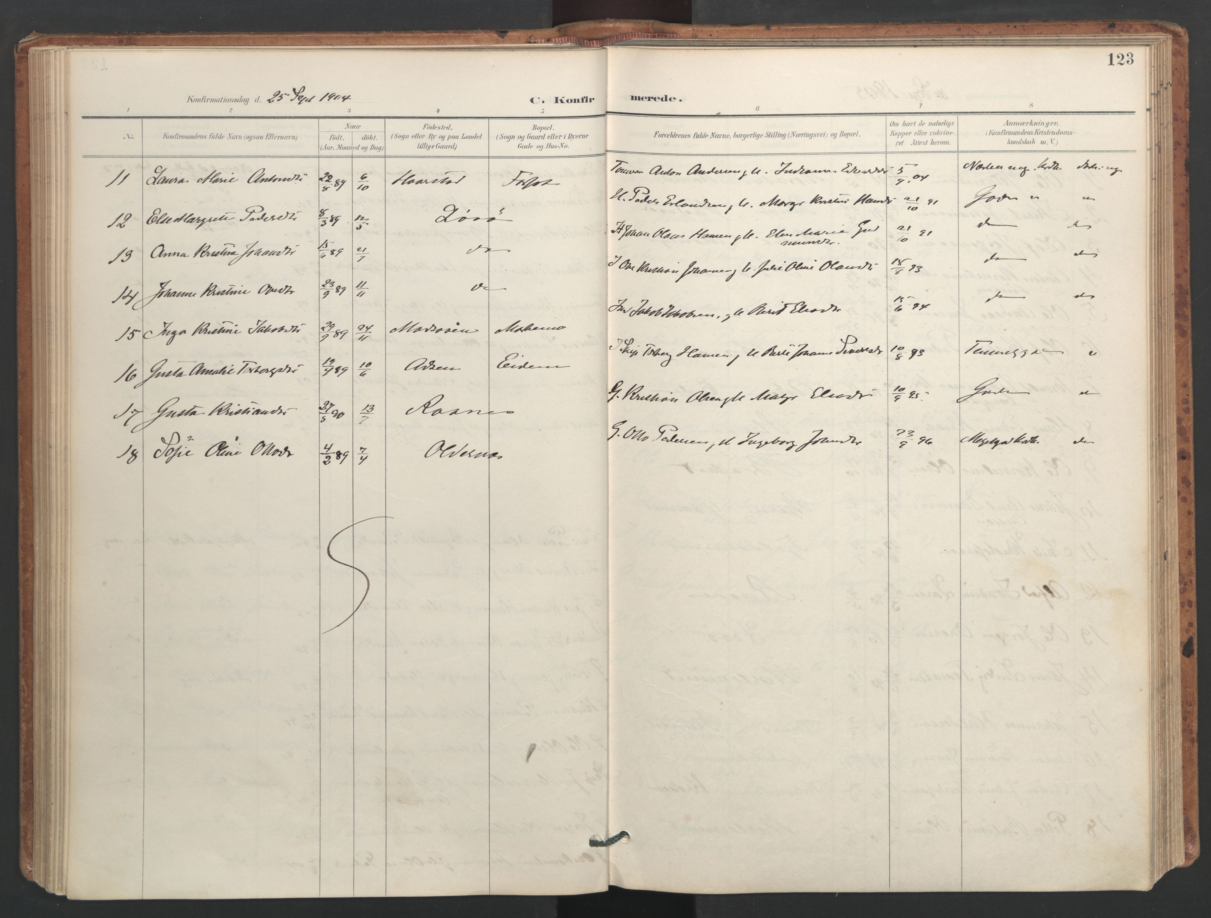 Ministerialprotokoller, klokkerbøker og fødselsregistre - Sør-Trøndelag, AV/SAT-A-1456/655/L0681: Parish register (official) no. 655A10, 1895-1907, p. 123