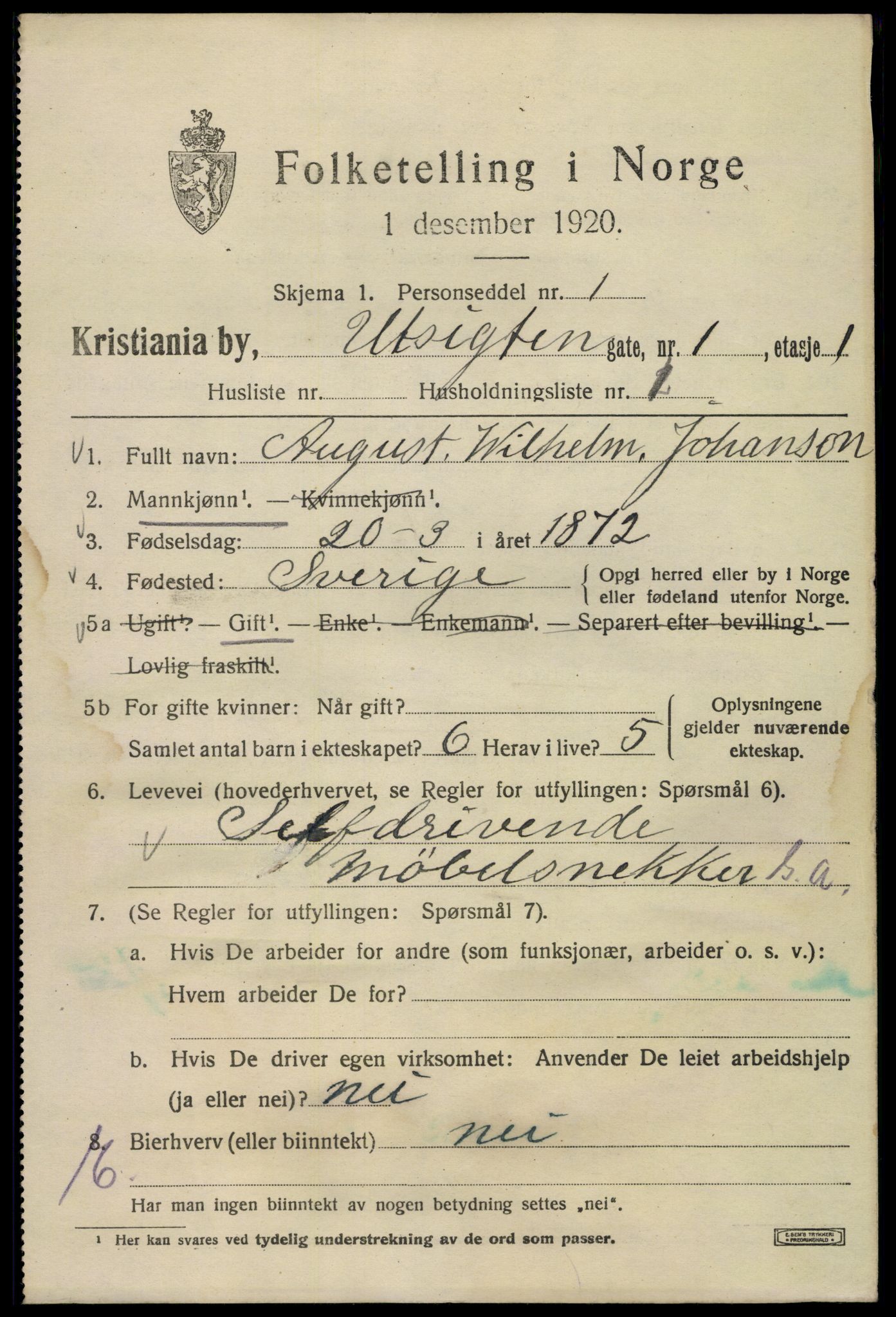 SAO, 1920 census for Kristiania, 1920, p. 623981