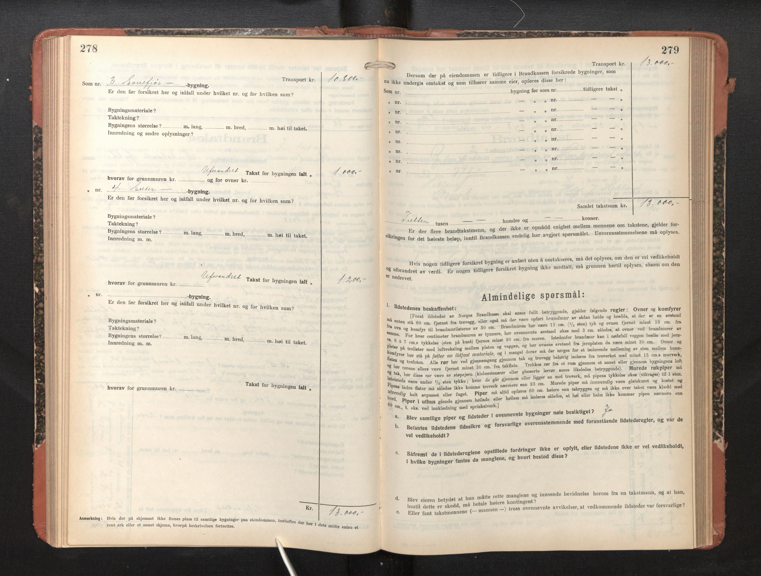 Lensmannen i Bruvik, SAB/A-31301/0012/L0010: Branntakstprotokoll, skjematakst, 1925-1936, p. 278-279