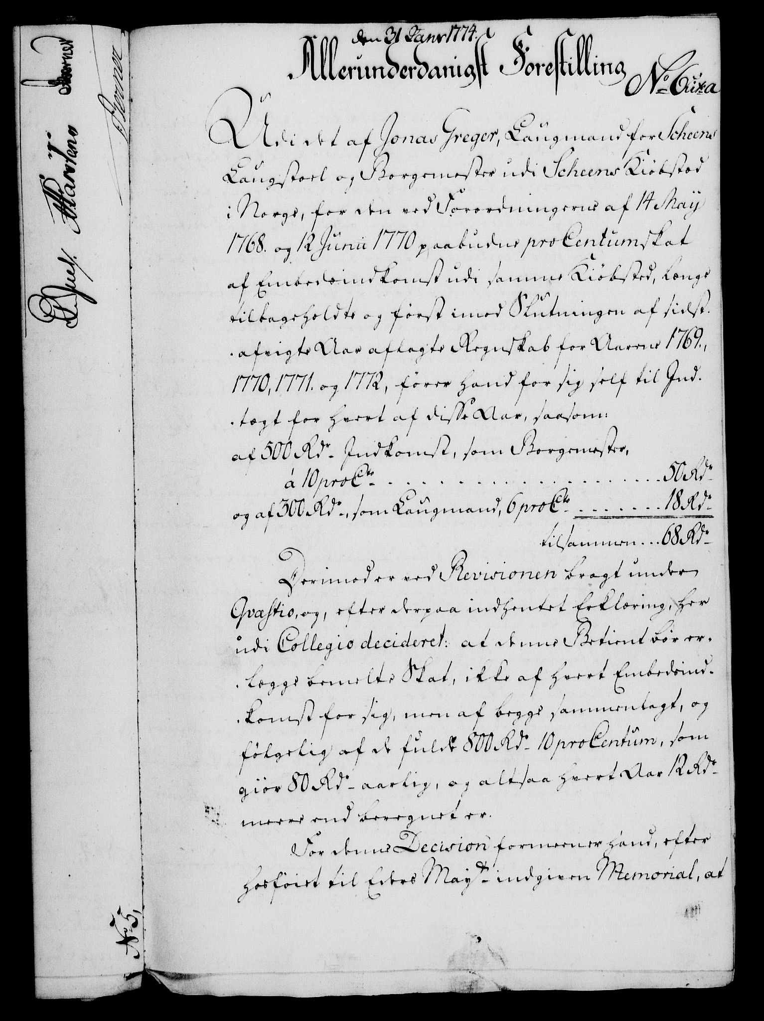Rentekammeret, Kammerkanselliet, RA/EA-3111/G/Gf/Gfa/L0056: Norsk relasjons- og resolusjonsprotokoll (merket RK 52.56), 1774, p. 41