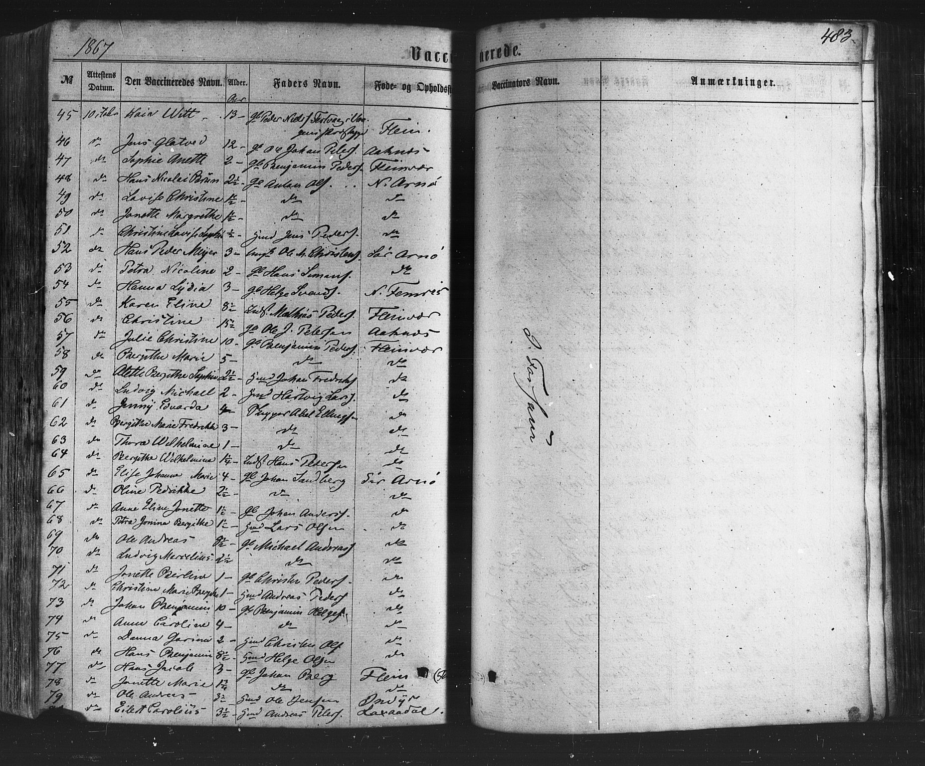 Ministerialprotokoller, klokkerbøker og fødselsregistre - Nordland, AV/SAT-A-1459/805/L0098: Parish register (official) no. 805A05, 1862-1879, p. 483