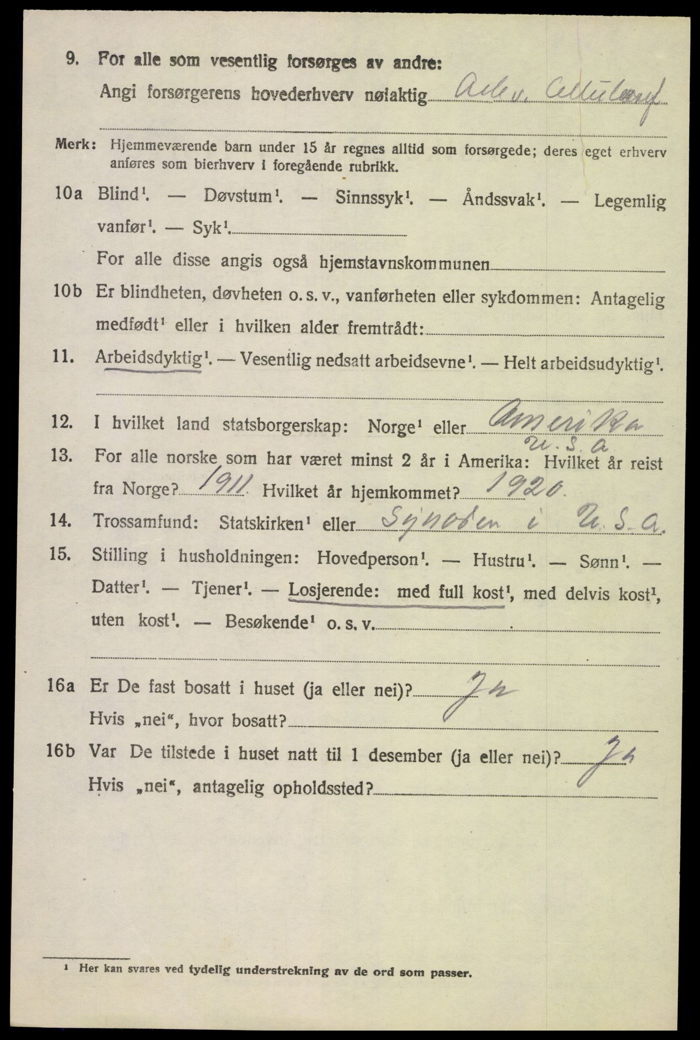 SAH, 1920 census for Vardal, 1920, p. 9022