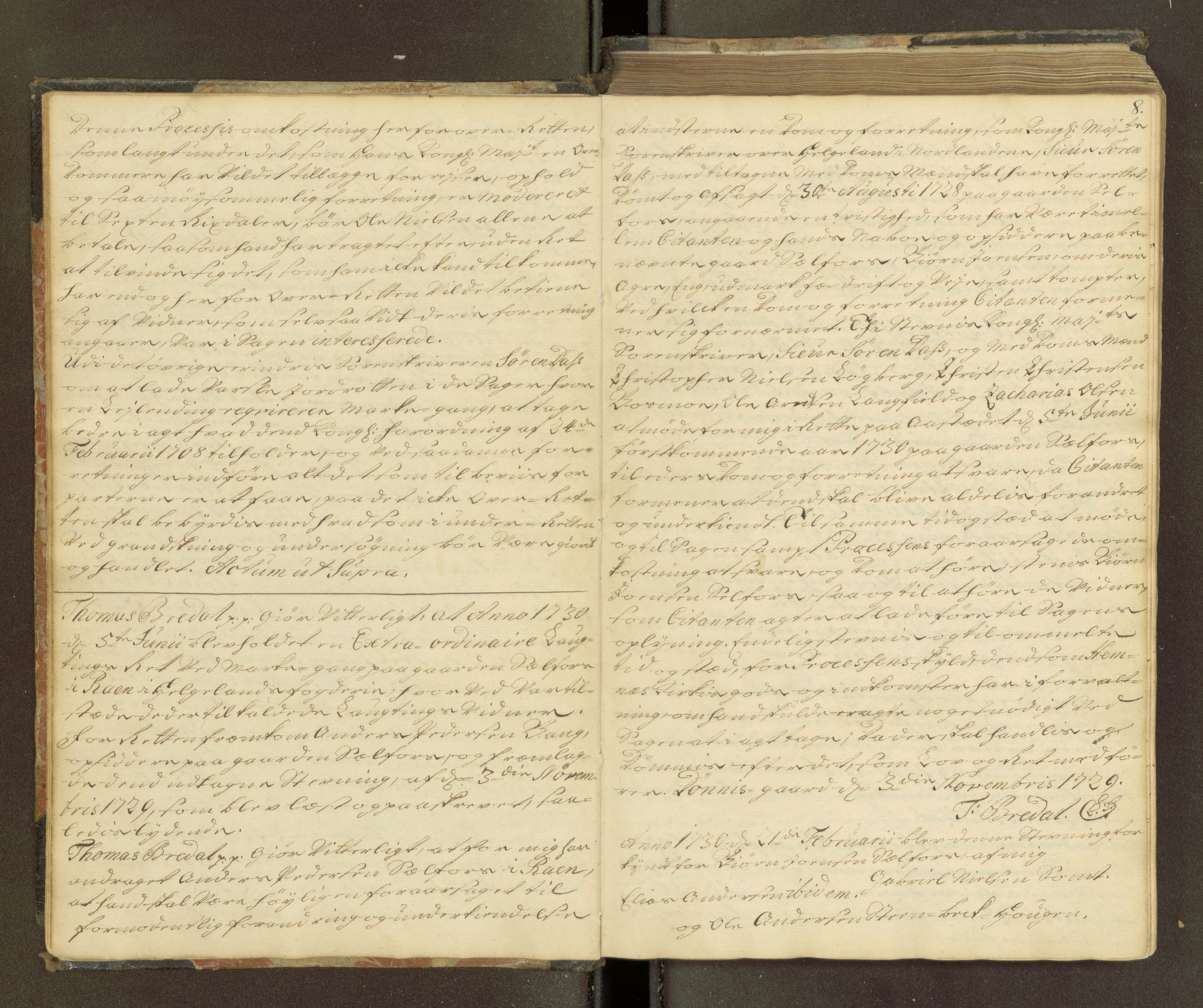 Nordland og Finnmarks lagstol, AV/SAT-A-5608/X/L0014: Domkopibok/justisprotokoll, 1730-1733, p. 7b-8a