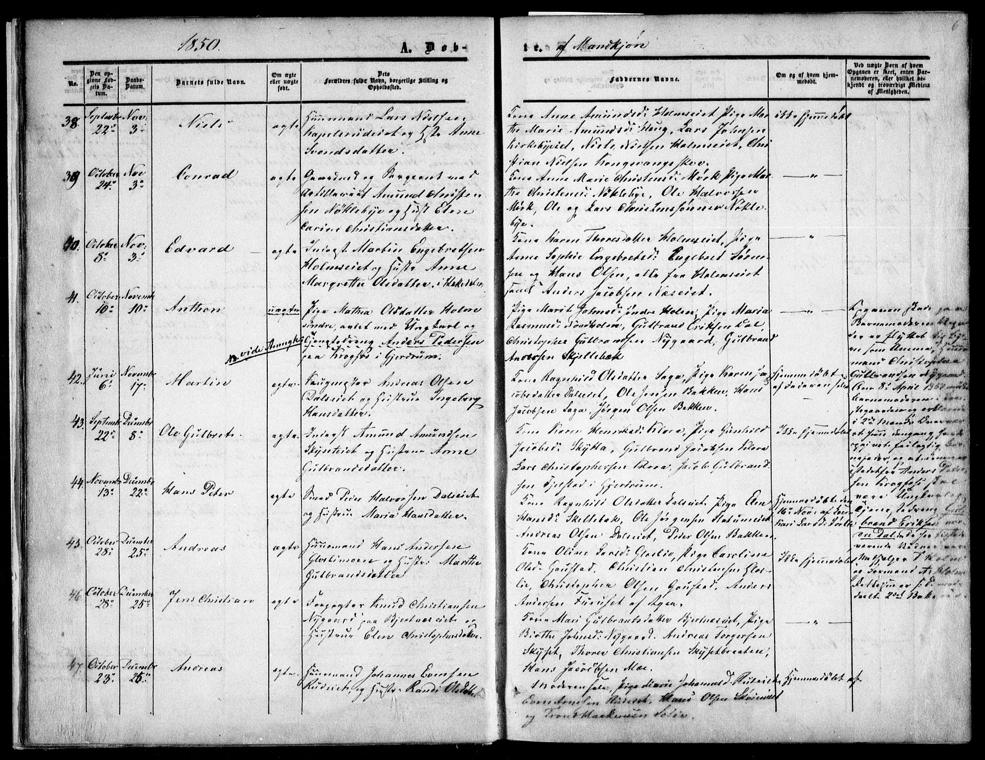 Nittedal prestekontor Kirkebøker, SAO/A-10365a/F/Fa/L0005: Parish register (official) no. I 5, 1850-1862, p. 6