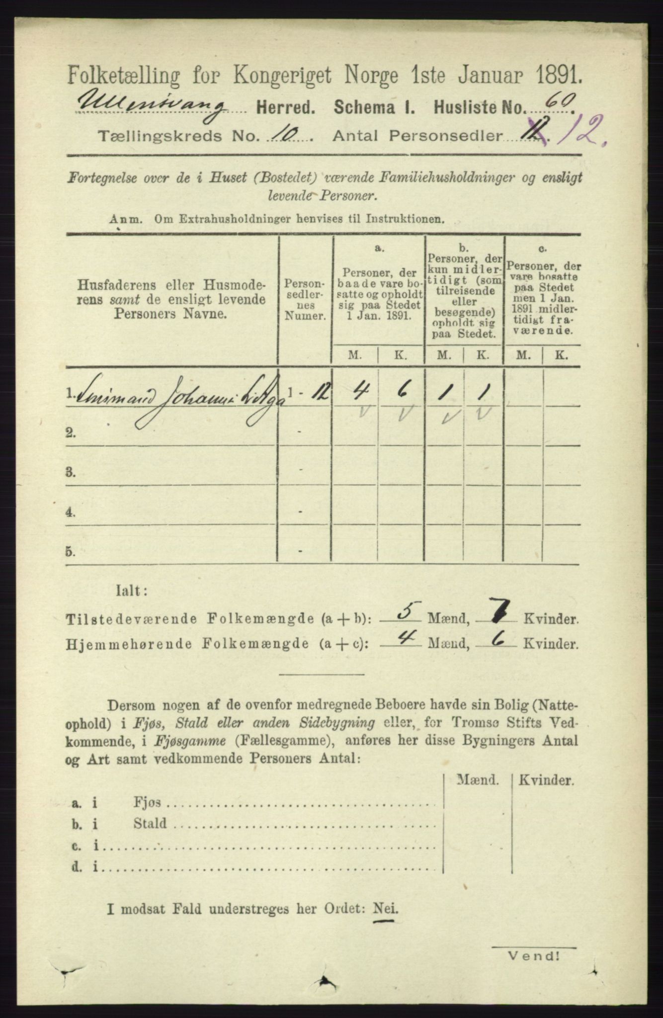 RA, 1891 census for 1230 Ullensvang, 1891, p. 3741