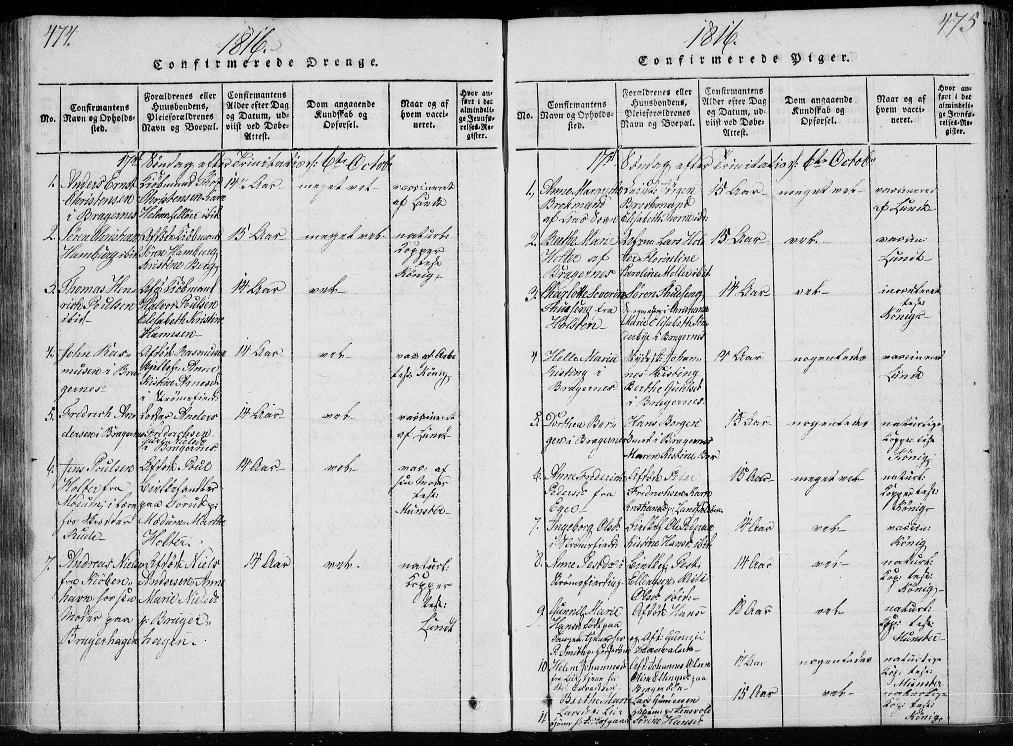 Bragernes kirkebøker, AV/SAKO-A-6/F/Fa/L0007: Parish register (official) no. I 7, 1815-1829, p. 474-475