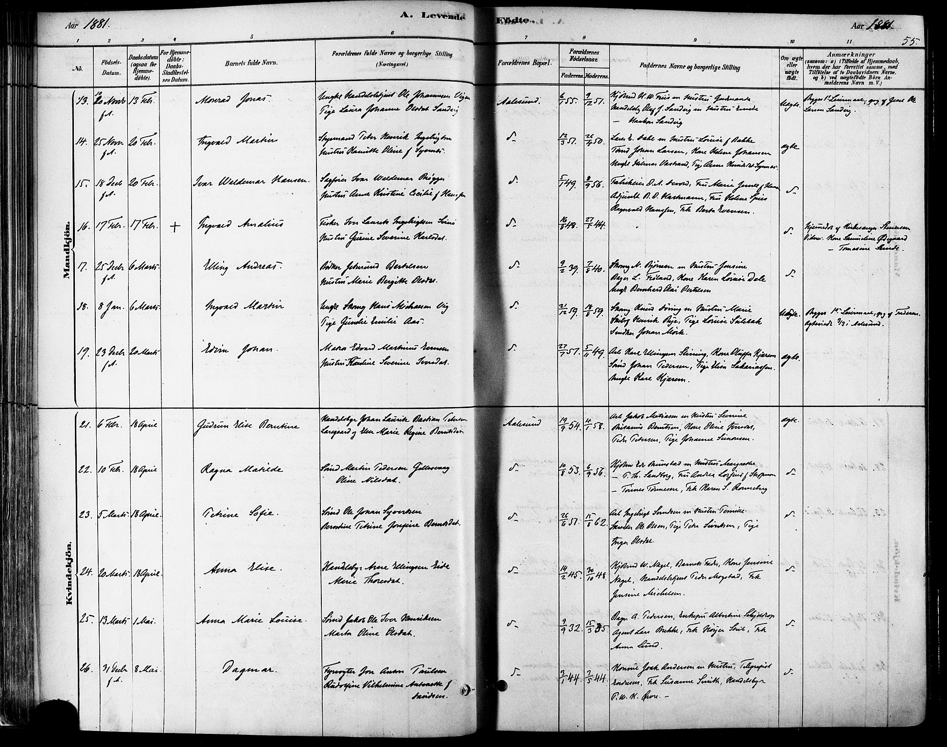 Ministerialprotokoller, klokkerbøker og fødselsregistre - Møre og Romsdal, AV/SAT-A-1454/529/L0454: Parish register (official) no. 529A04, 1878-1885, p. 55